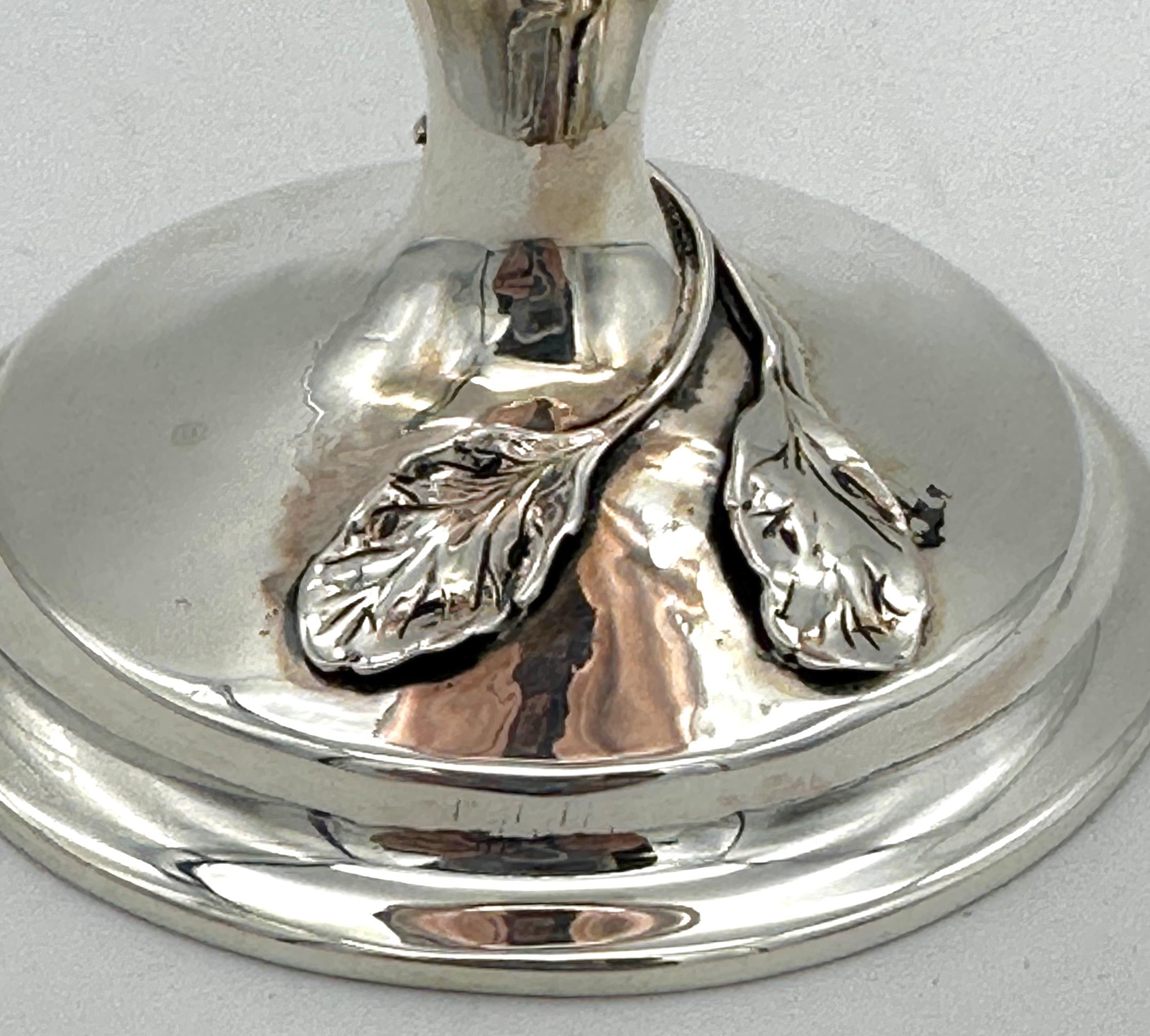 American Art Nouveau Mixed Metal Copper & Sterling Cherry Motif Vase For Sale 2