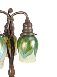 American Art Nouveau Newel Post Table Lamp by, Tiffany Studios