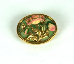 American Art Nouveau Plique a Jour Brooch