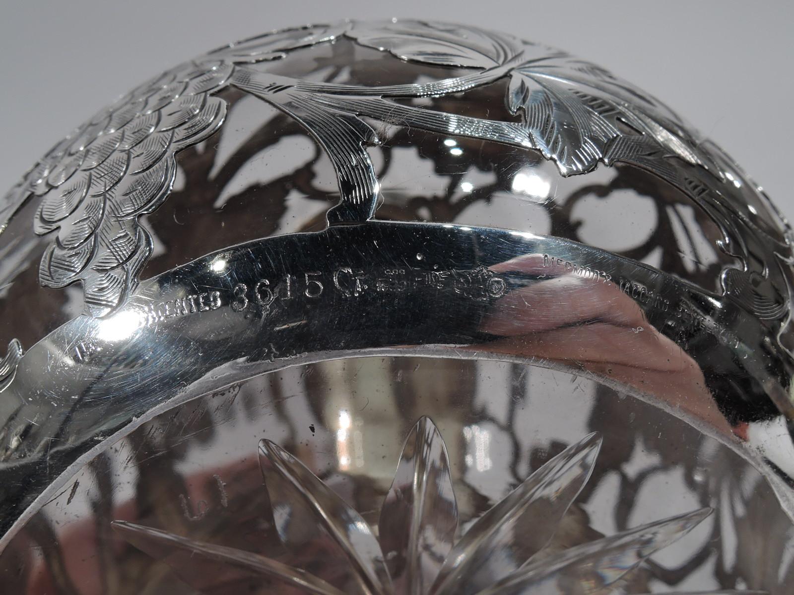 American Art Nouveau Silver Overlay Grapevine Decanter by Alvin 4