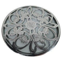 American Art Nouveau Silver Overlay Trivet by The Merrill Shops