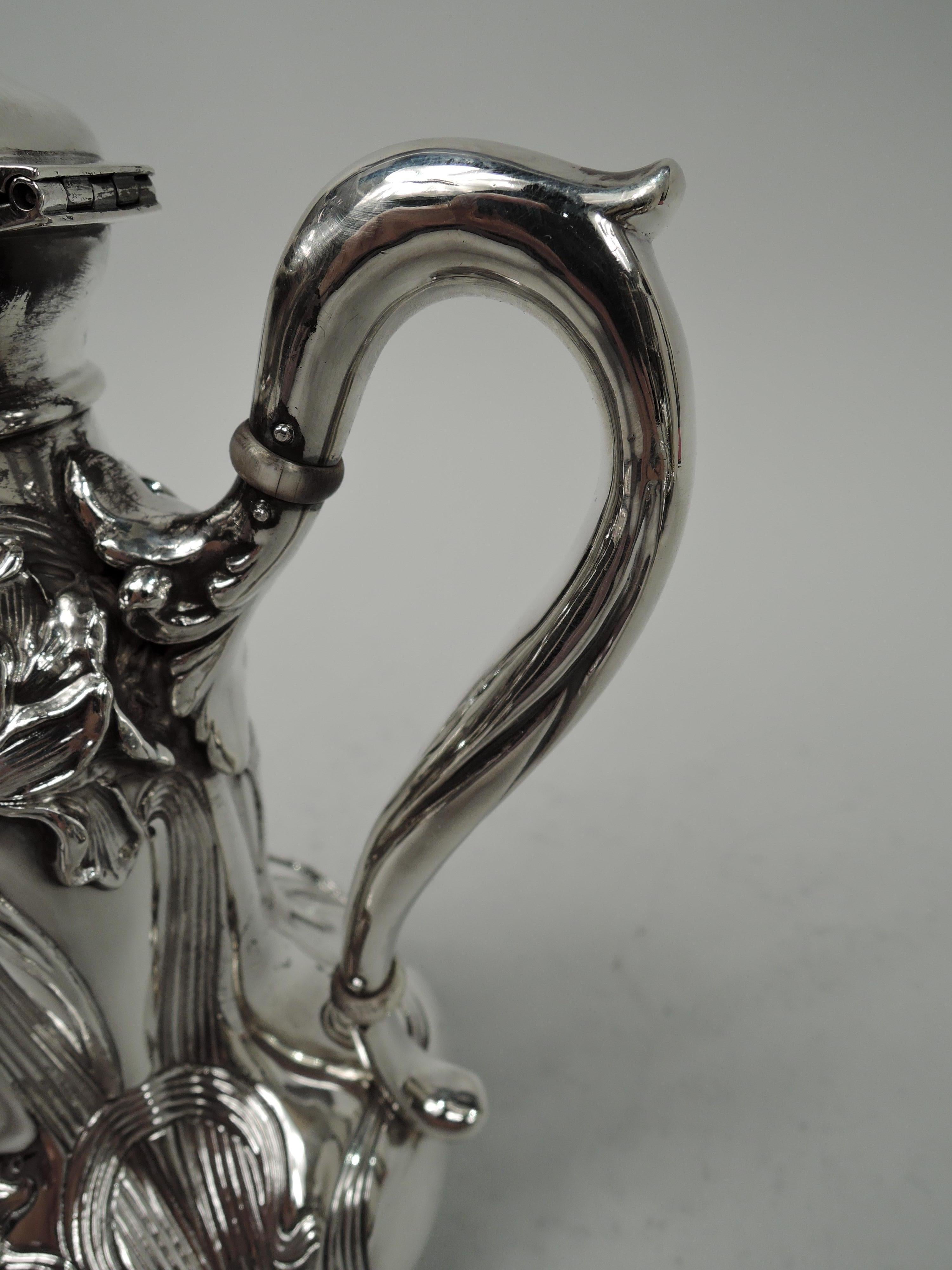 American Art Nouveau Sterling Silver 3-Piece Coffee Set by Kerr For Sale 3