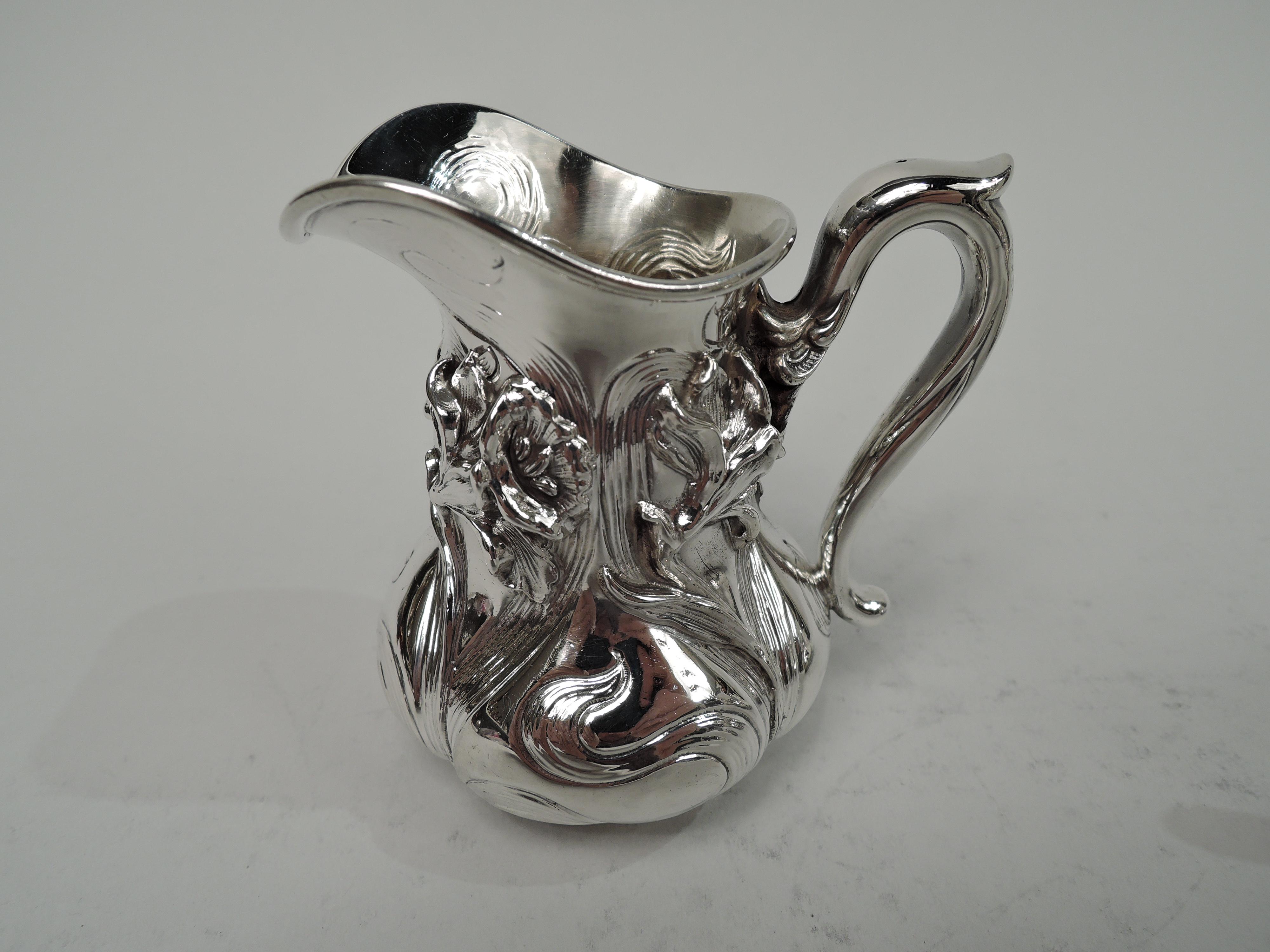 American Art Nouveau Sterling Silver 3-Piece Coffee Set by Kerr For Sale 4
