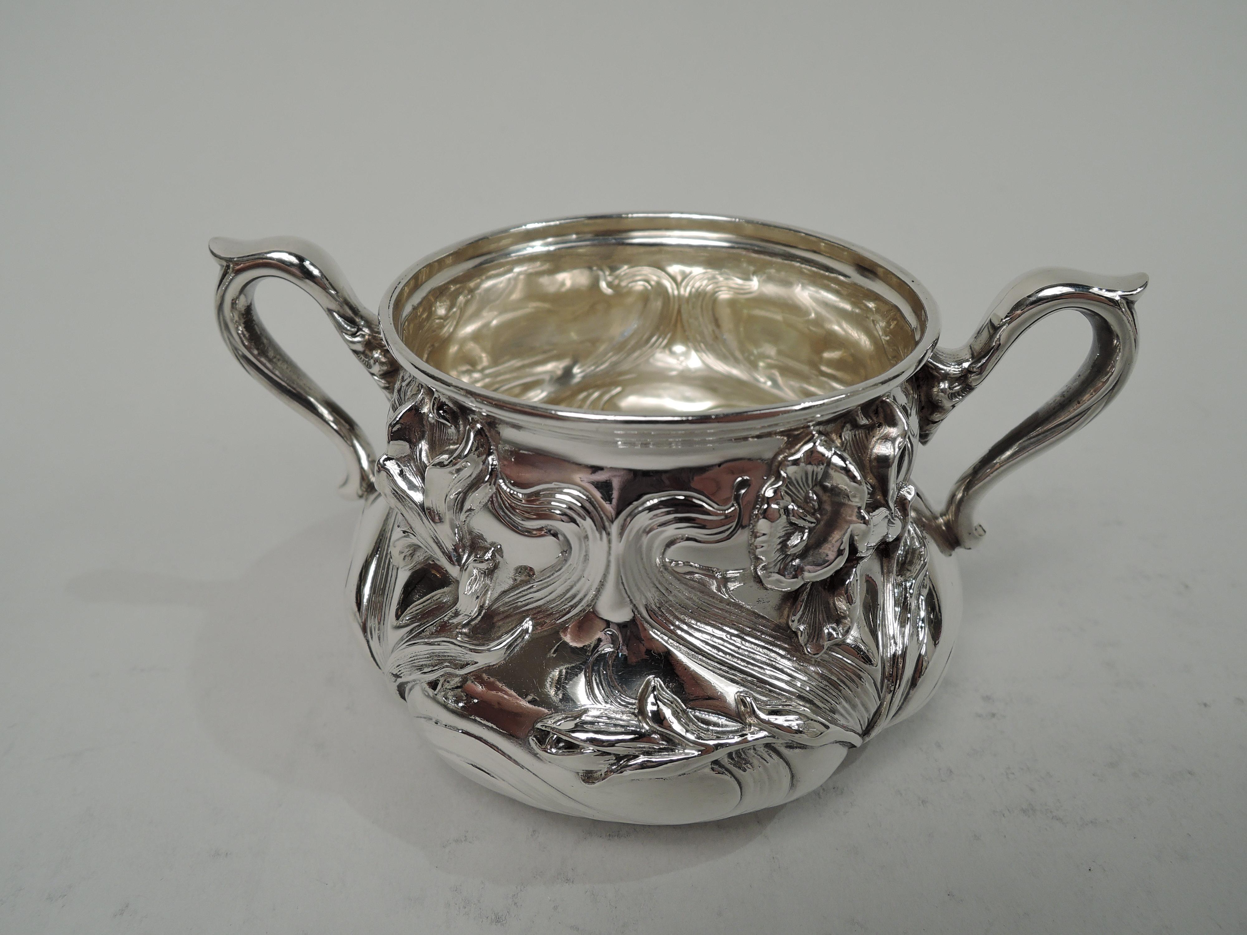 American Art Nouveau Sterling Silver 3-Piece Coffee Set by Kerr For Sale 5