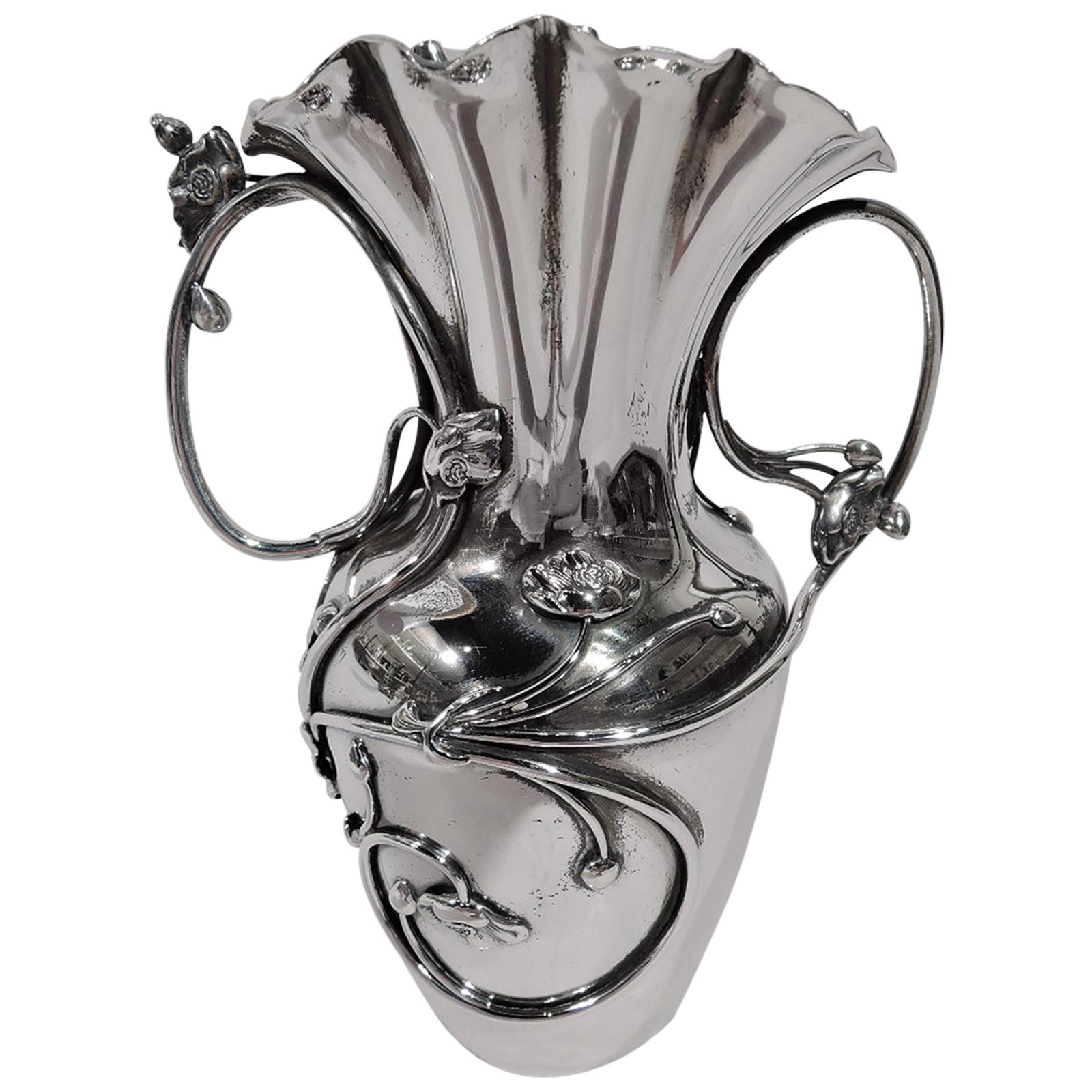 American Art Nouveau Sterling Silver Bud Vase by Shiebler