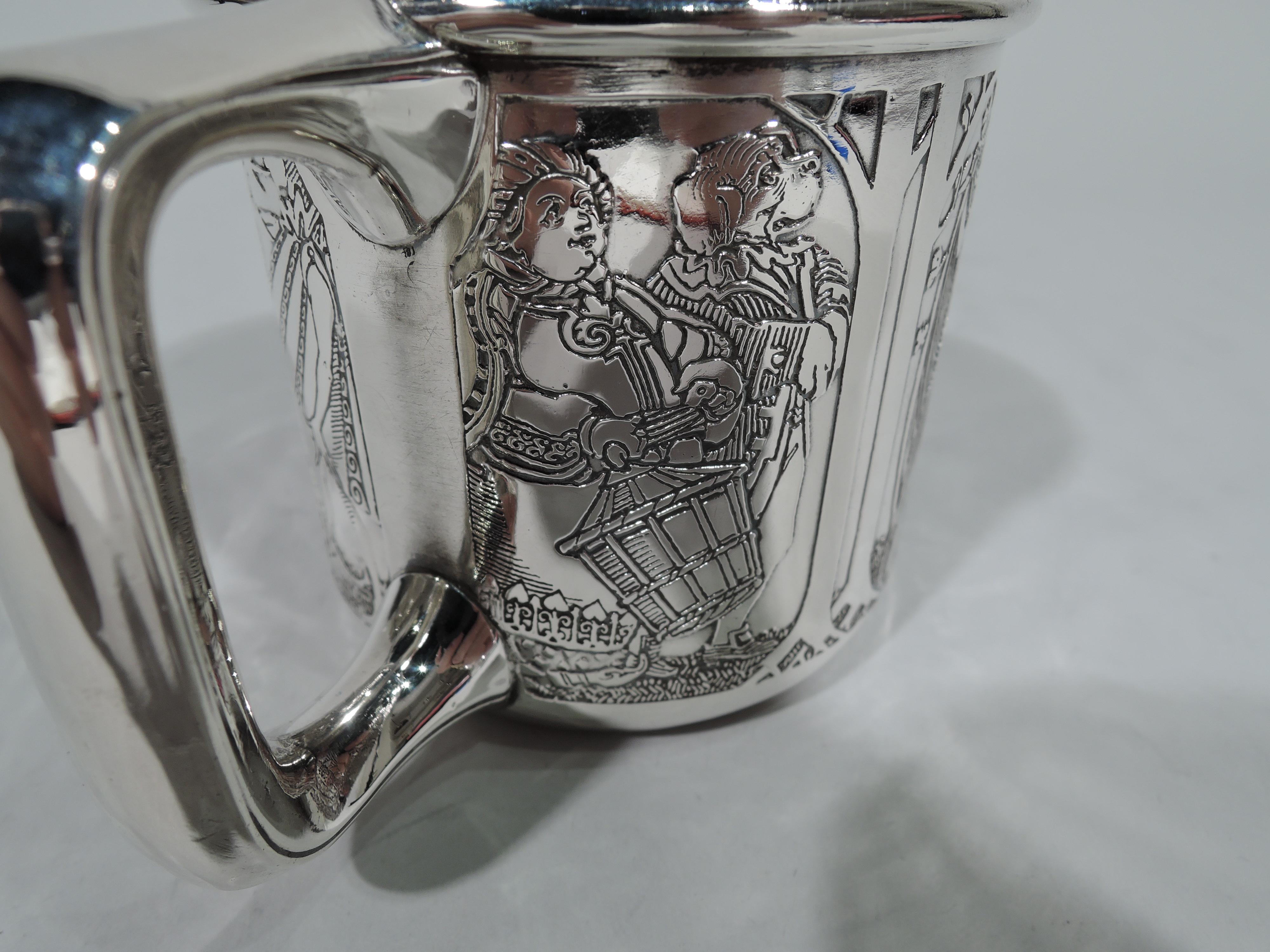 20th Century American Art Nouveau Sterling Silver Fairy Tale Baby Cup by Kerr