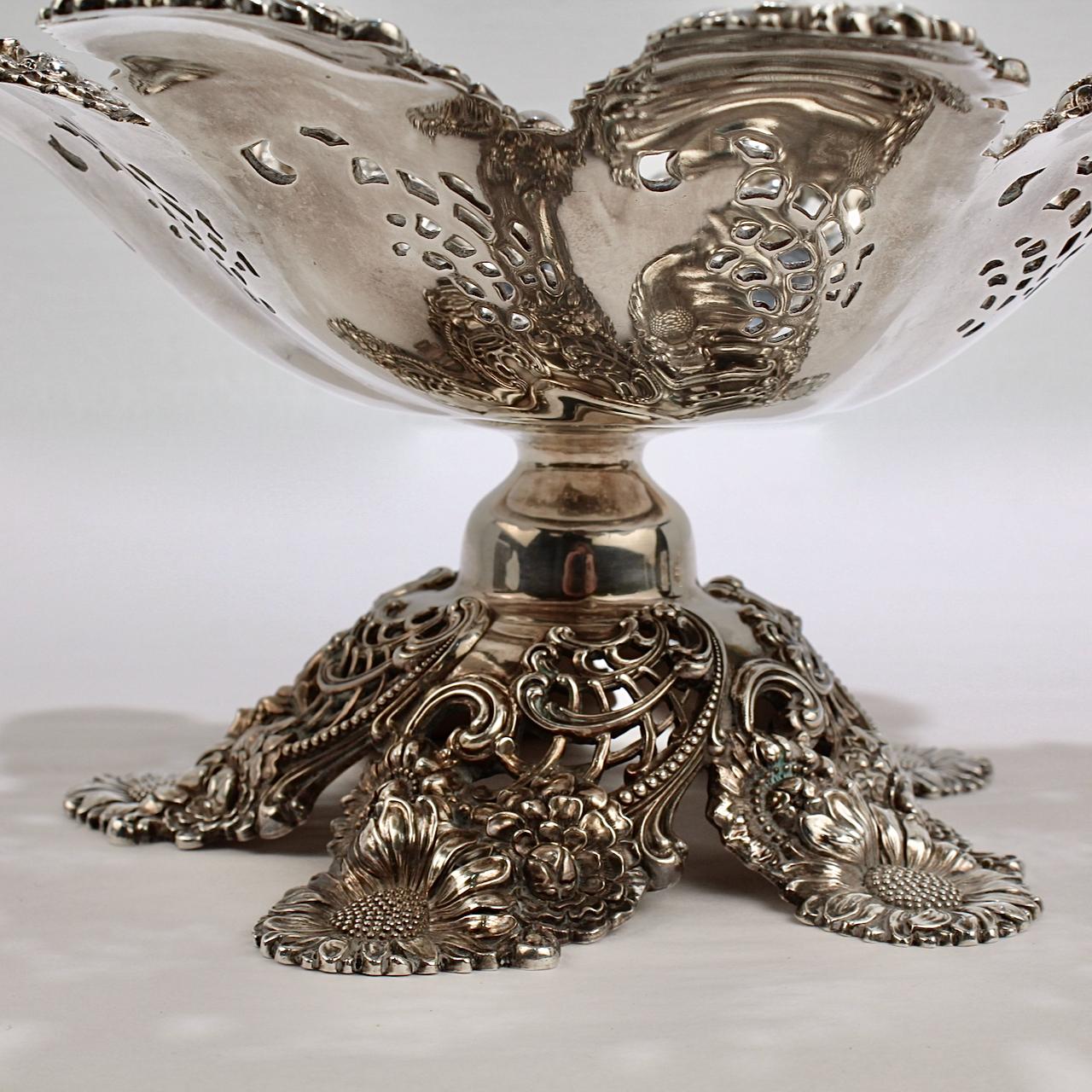American Art Nouveau Sterling Silver Repoussé Footed Bowl by Dominick & Haff 3