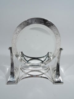 Miroir de table de coiffeuse en argent sterling de style Art nouveau américain