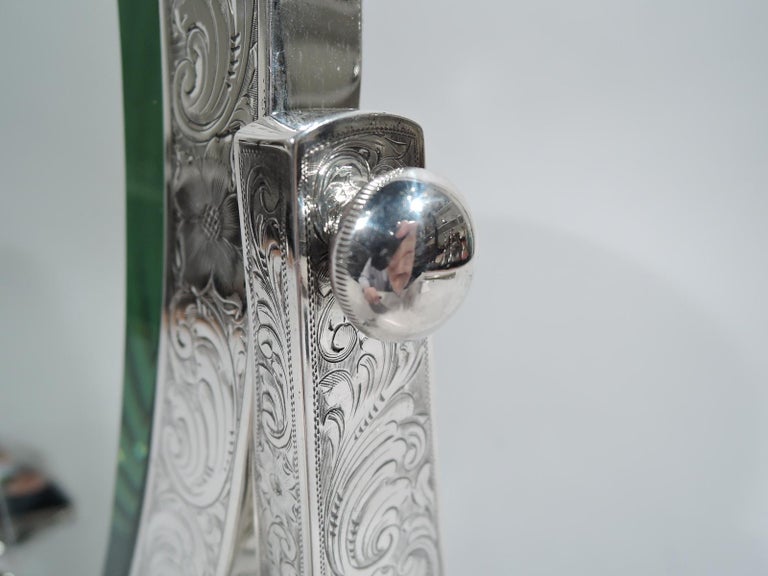 American Art Nouveau Sterling Silver Vanity Table Mirror For Sale 4