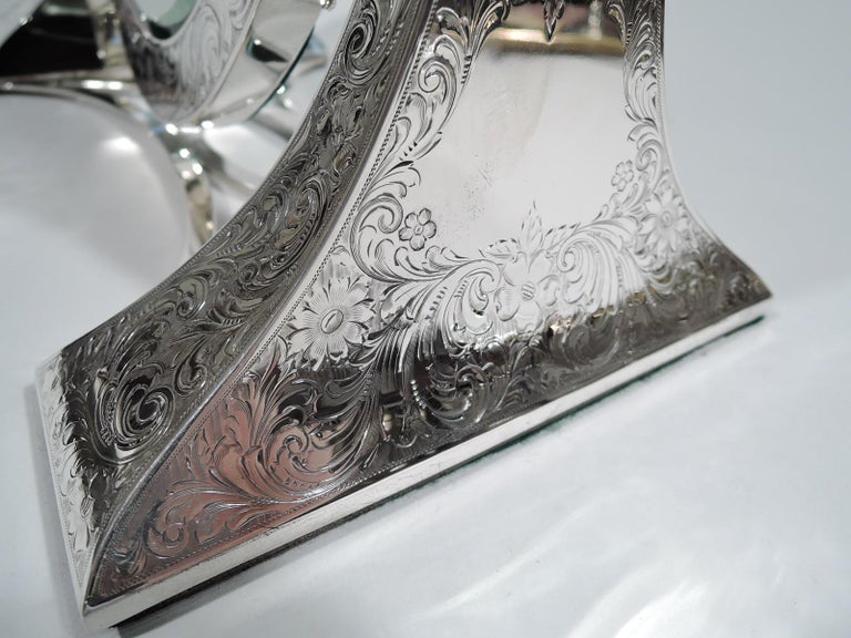 American Art Nouveau Sterling Silver Vanity Table Mirror For Sale 5