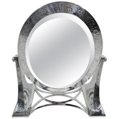 Miroir de table de coiffeuse en argent sterling de style Art nouveau américain