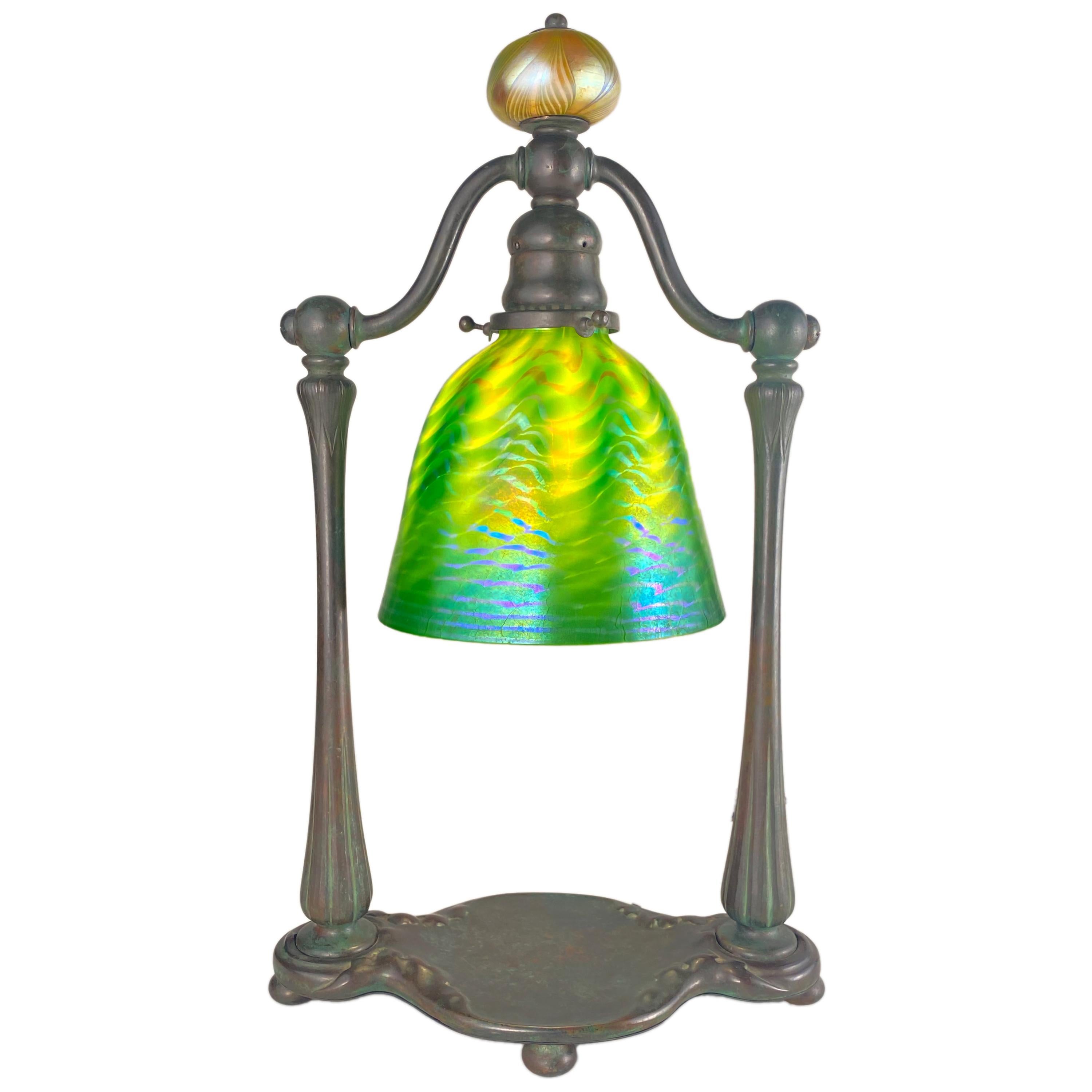 American Art Nouveau Tiffany Favrile "Bell" Desk Lamp by Tiffany Studios