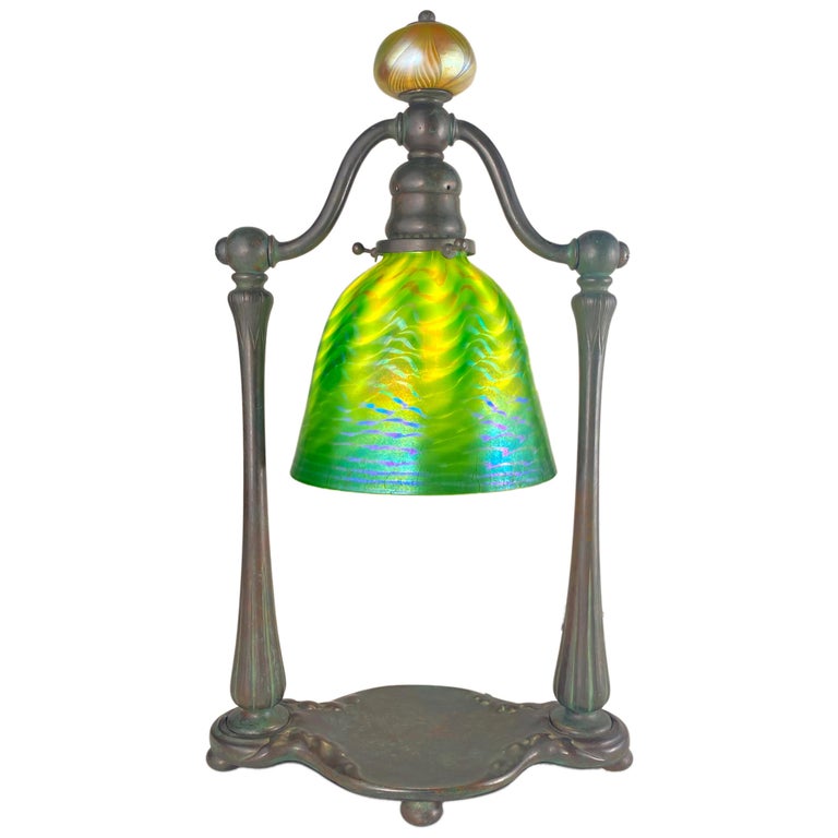 American Art Nouveau Tiffany Favrile "Bell" Desk Lamp by Tiffany Studios For Sale