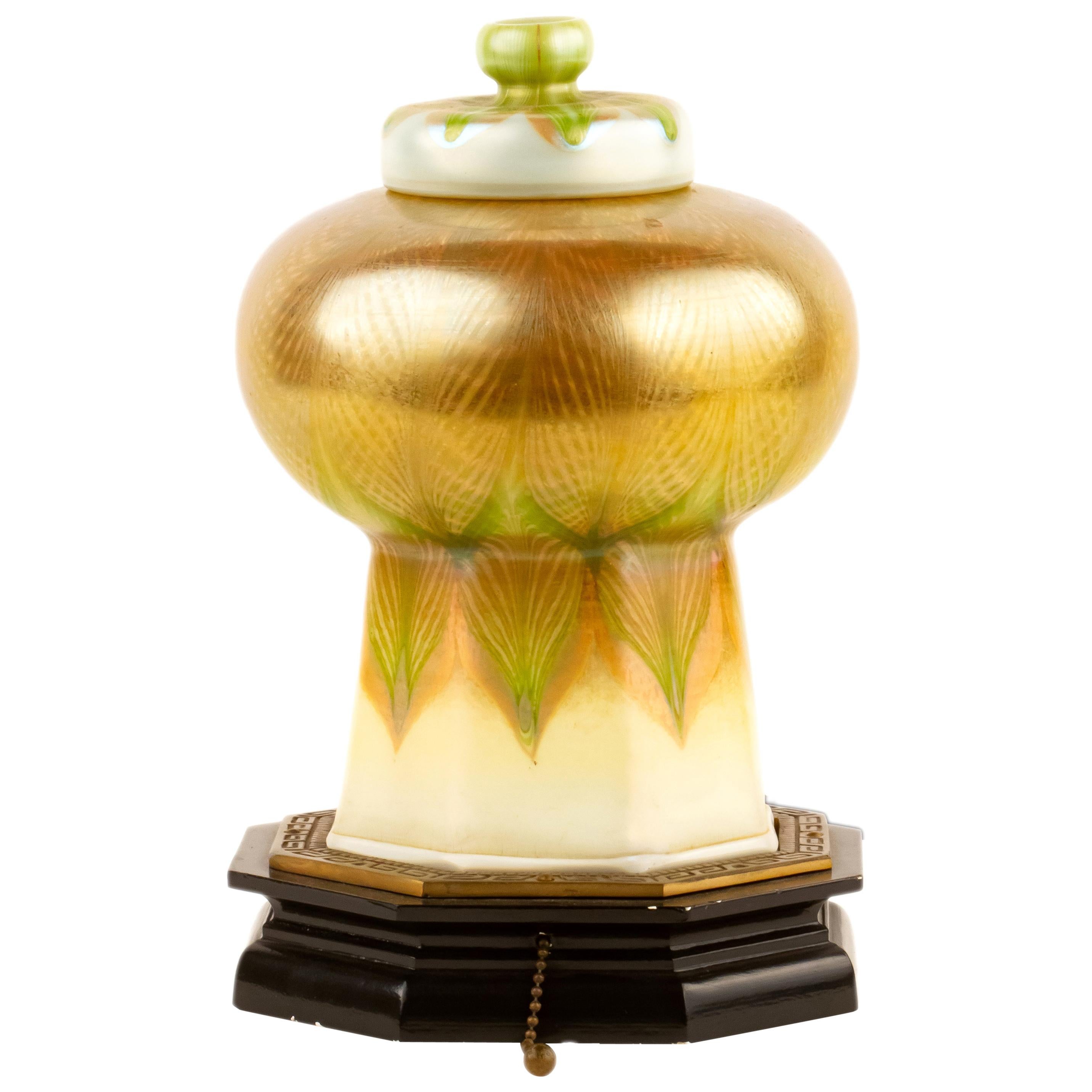 American Art Nouveau Tiffany Favrile "Mosque" Desk Lamp by, Tiffany Studios