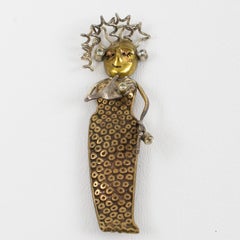 Artistics Sharon Seggi Bronze et Sterling Silver Broche Fashion Figurine