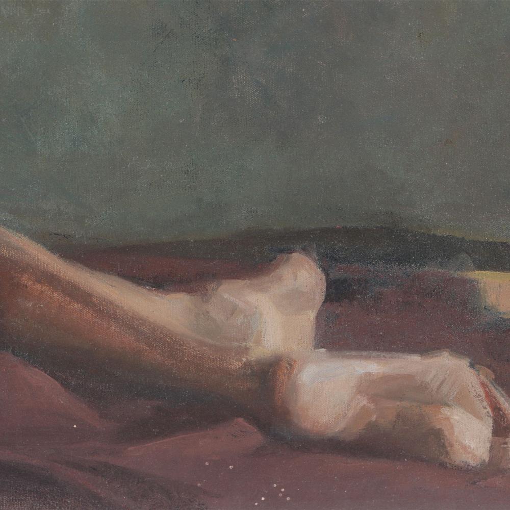 Painted American Artist Study of a Nude Male. Contemporary.