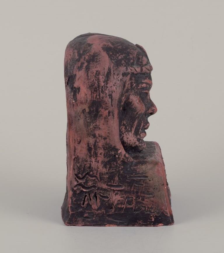 Américain Artistics américain. Sculpture unique en céramique d'Amérindiens. en vente