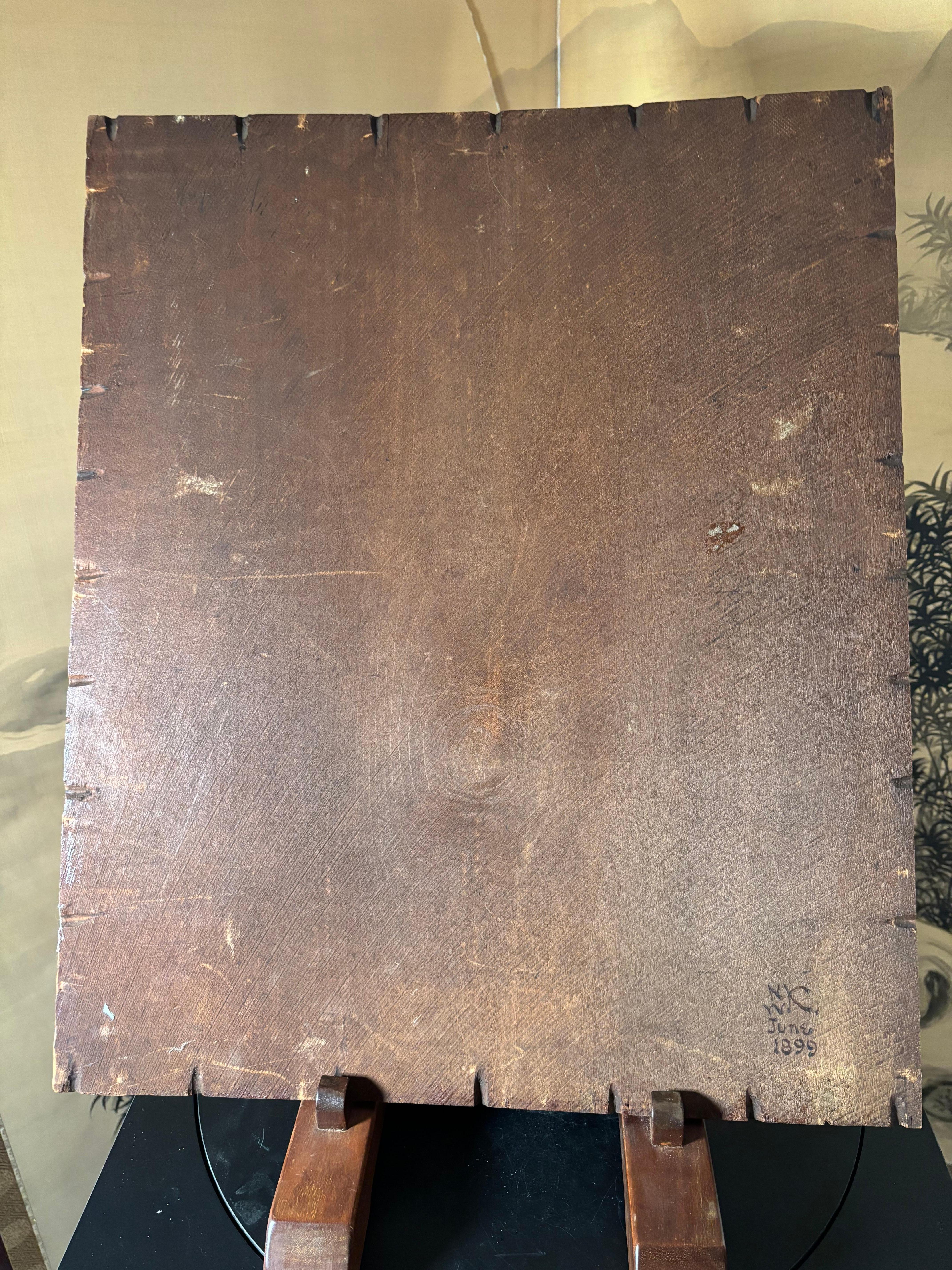 American Arts And Crafts Antike Pyrographie Kingsley Porträt nach Rembrandt im Zustand „Gut“ im Angebot in South Burlington, VT