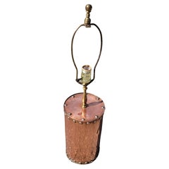 American Arts and Crafts Copper & Nailhead Drum Table Lamp