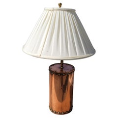 American Arts and Crafts Copper & Nailhead Drum Table Lamp