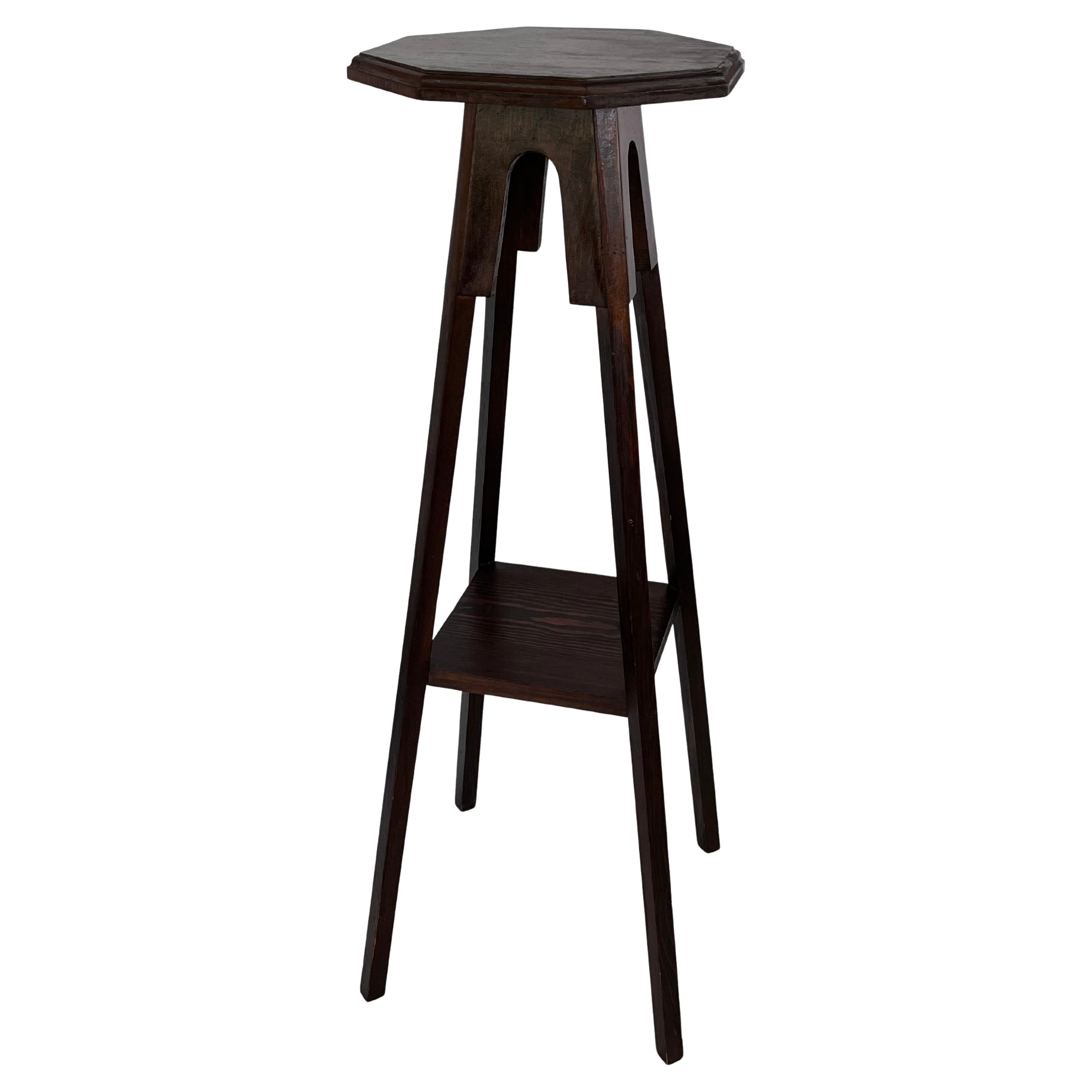 Gueridón Americano Arts and Crafts Early 20th Century Tall Plant Stand