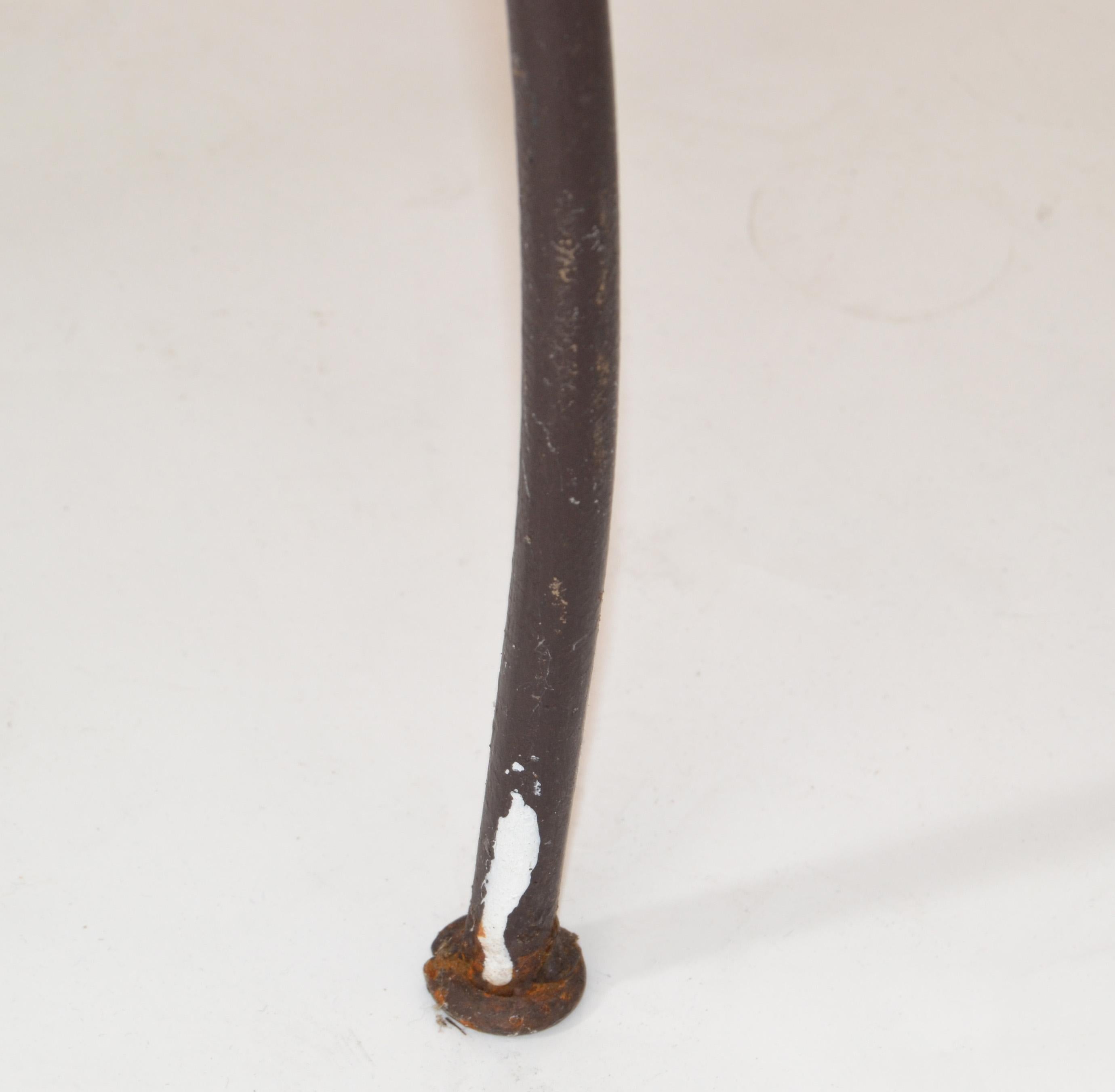 American Arts And Crafts Hand Crafted Tall Wrought Iron Tripod Plant Stand 1950s For Sale 6