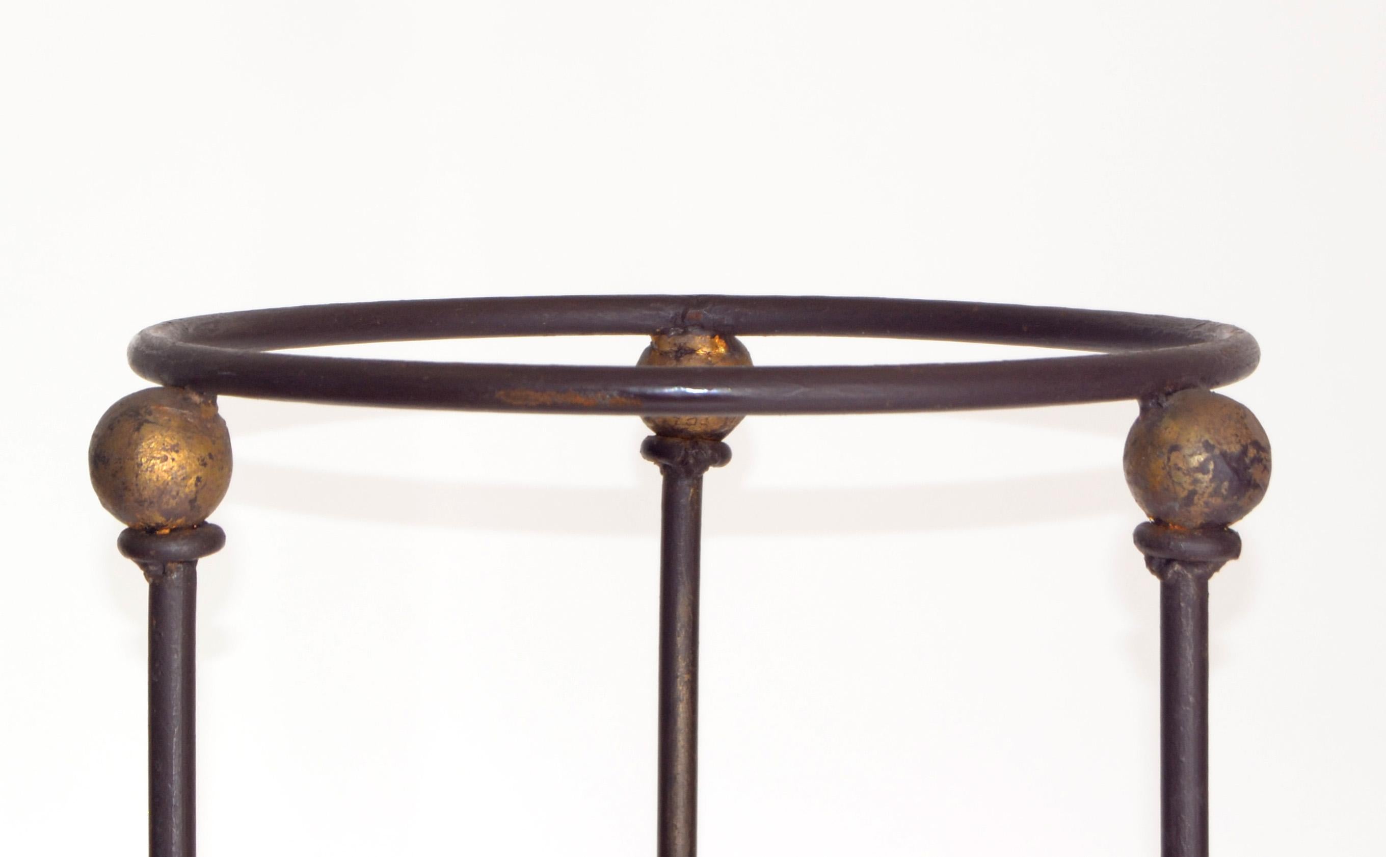 American Arts And Crafts Hand Crafted Tall Wrought Iron Tripod Plant Stand 1950s For Sale 2