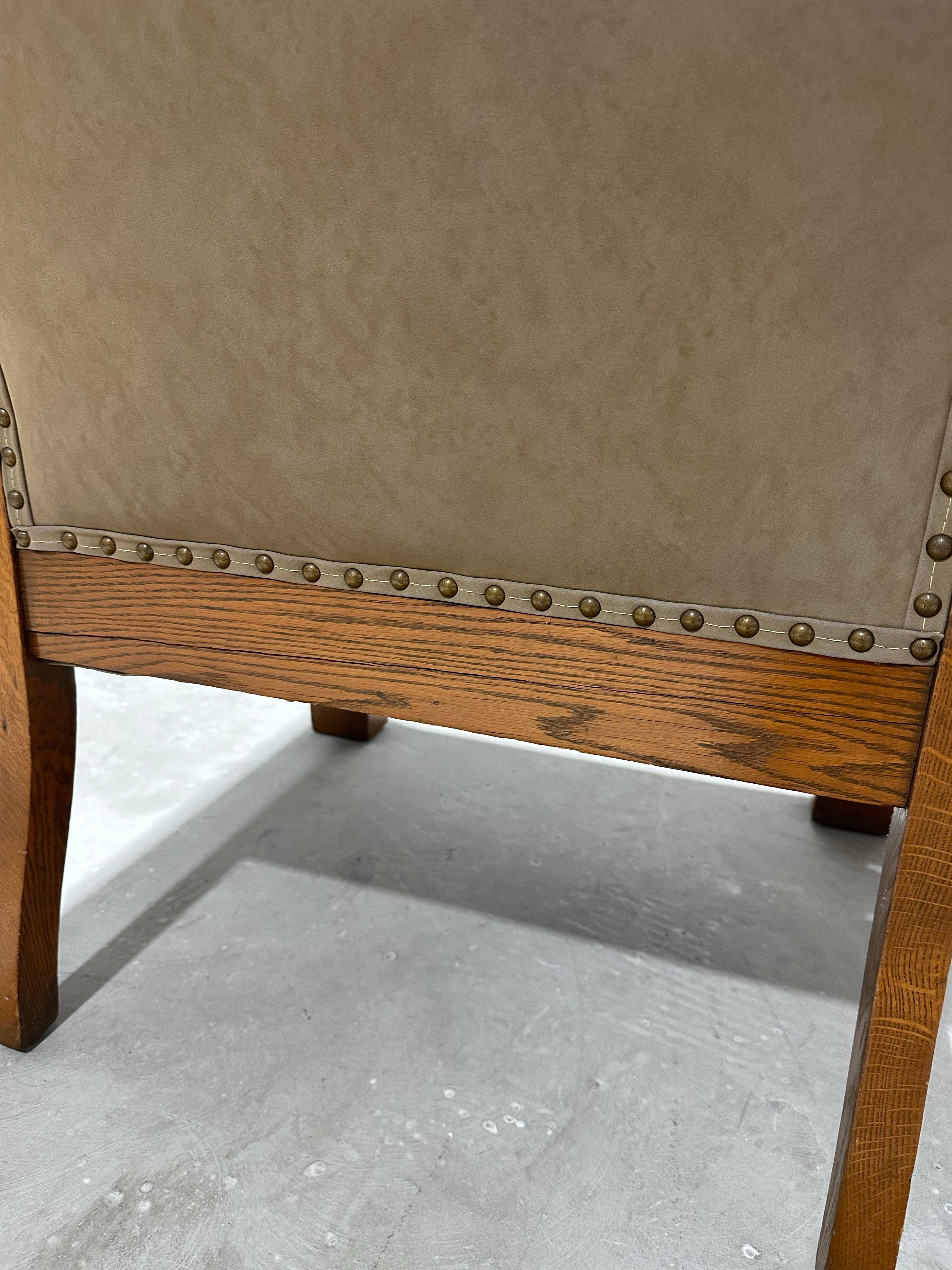 American Arts and Crafts Oak Rocking and Armchair Pair 6