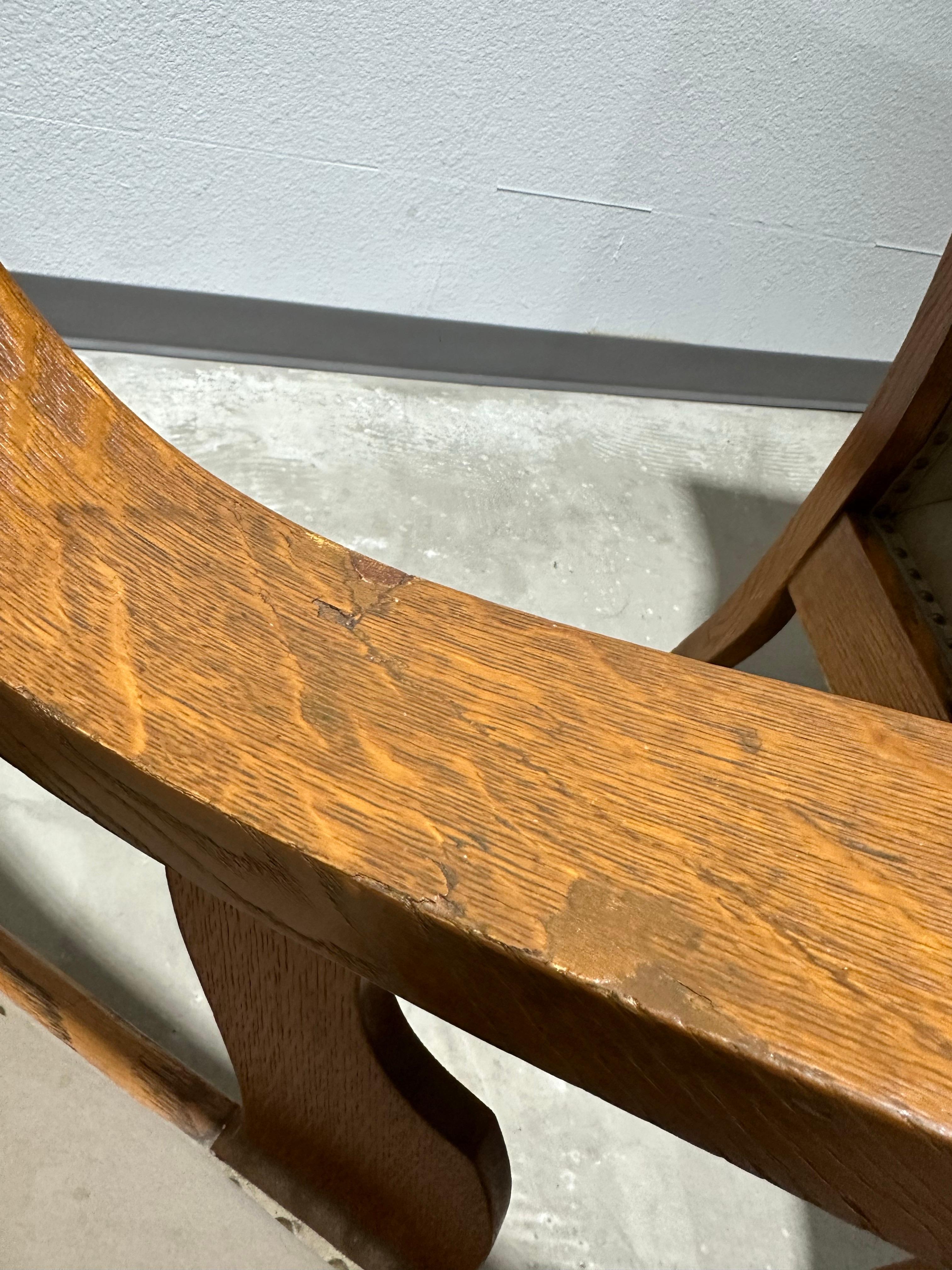 American Arts and Crafts Oak Rocking and Armchair Pair 11