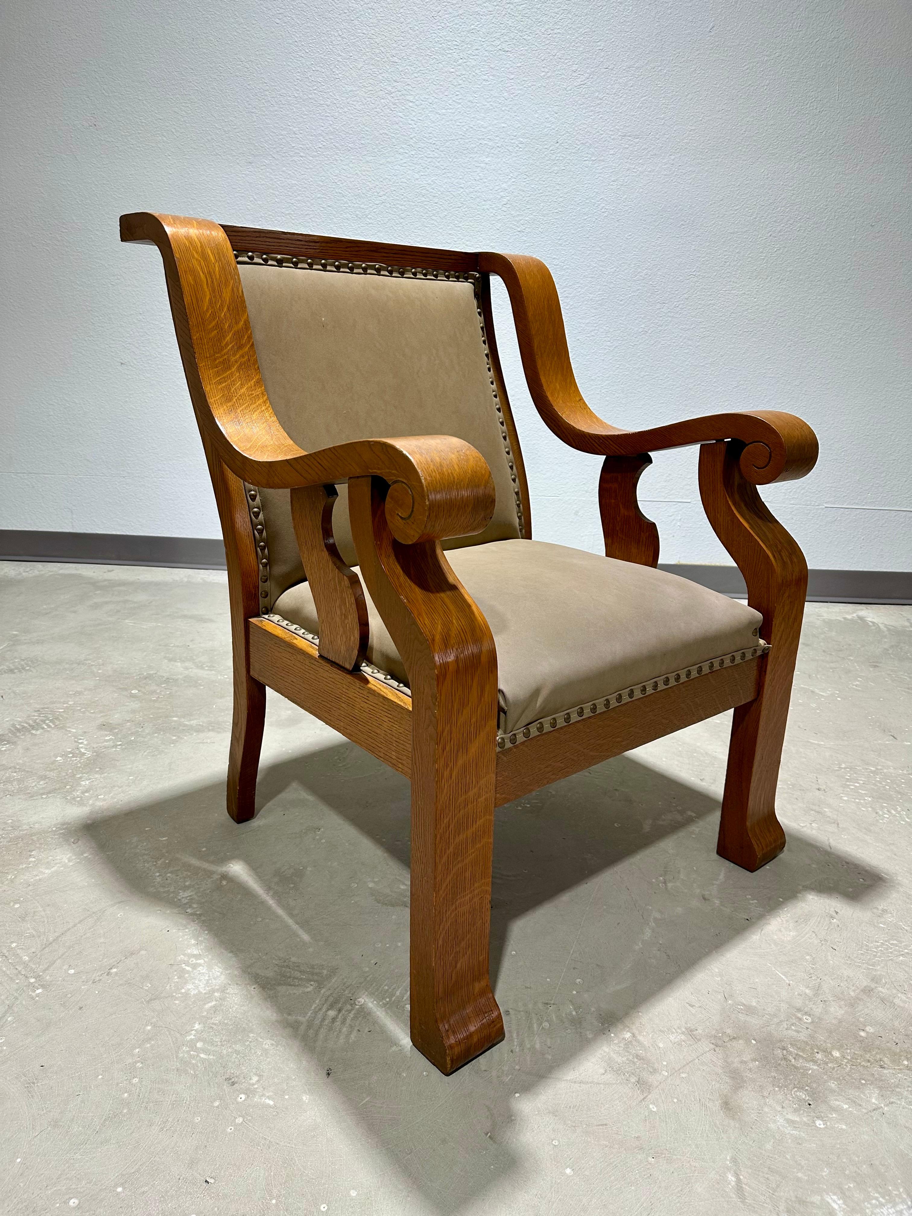 American Arts and Crafts Oak Rocking and Armchair Pair 1
