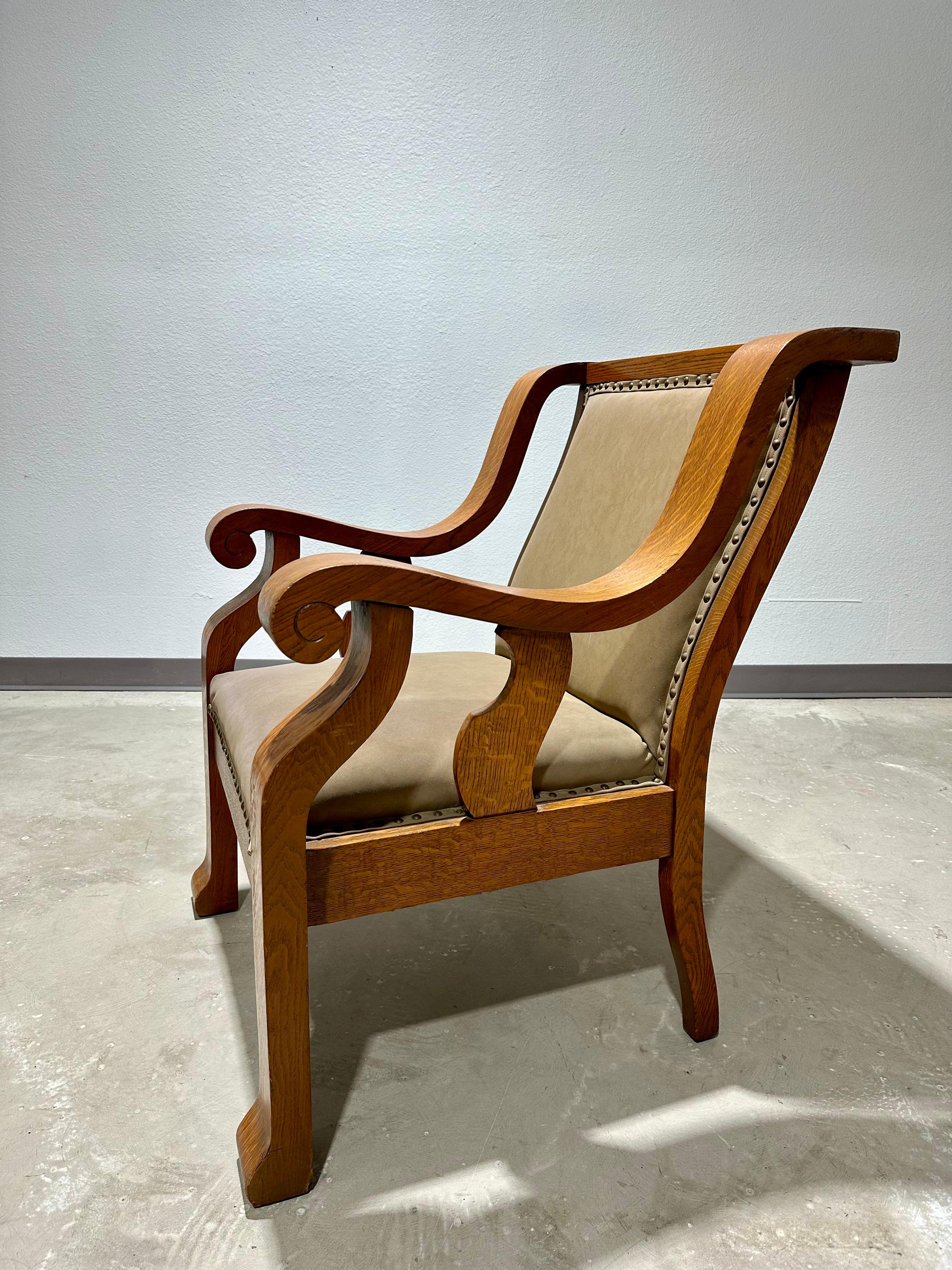 American Arts and Crafts Oak Rocking and Armchair Pair 2