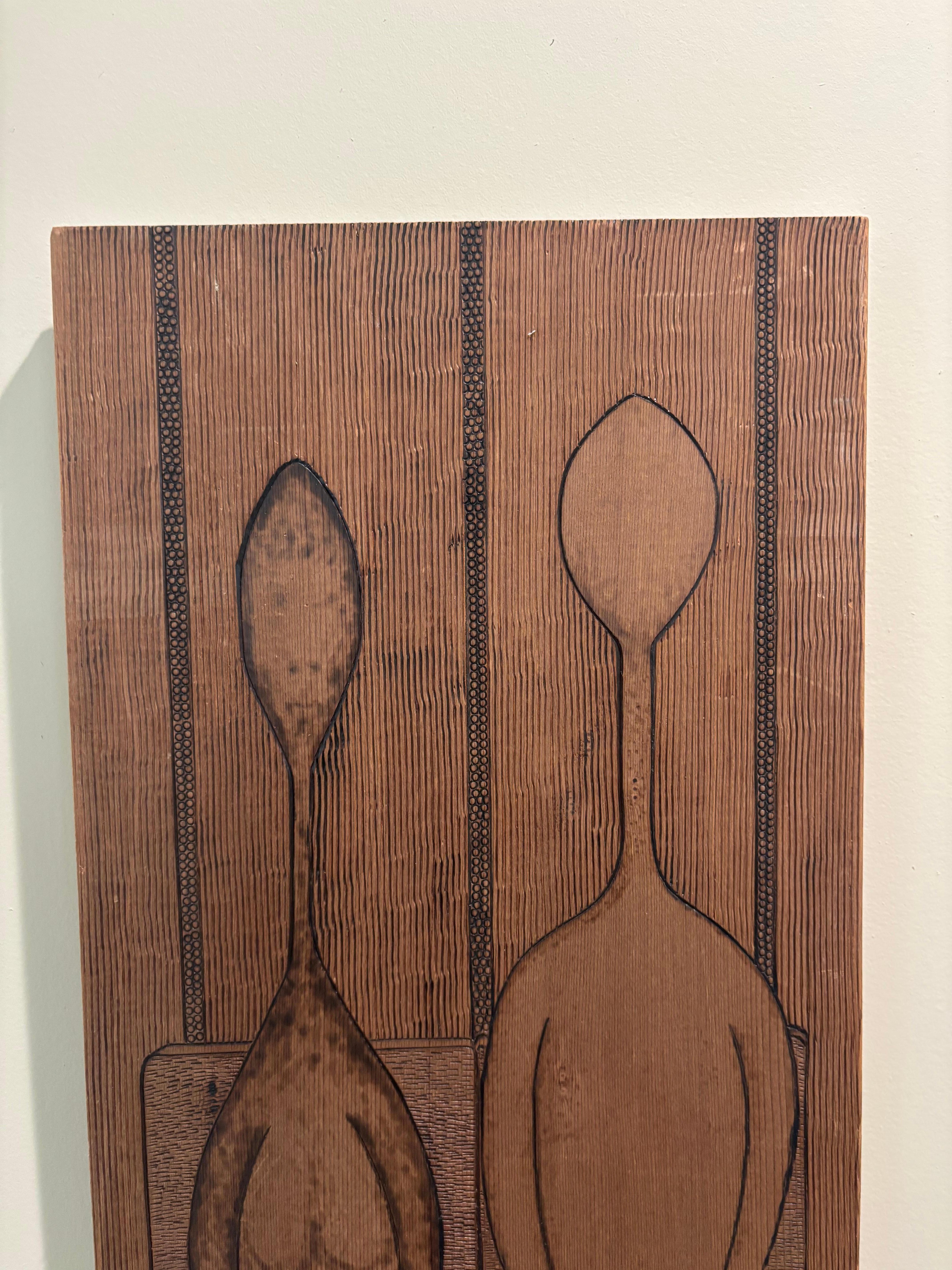 Amerikanische Kunst und Handwerk Pyrographie Männlich und Weiblich , Signiert (Moderne der Mitte des Jahrhunderts) im Angebot
