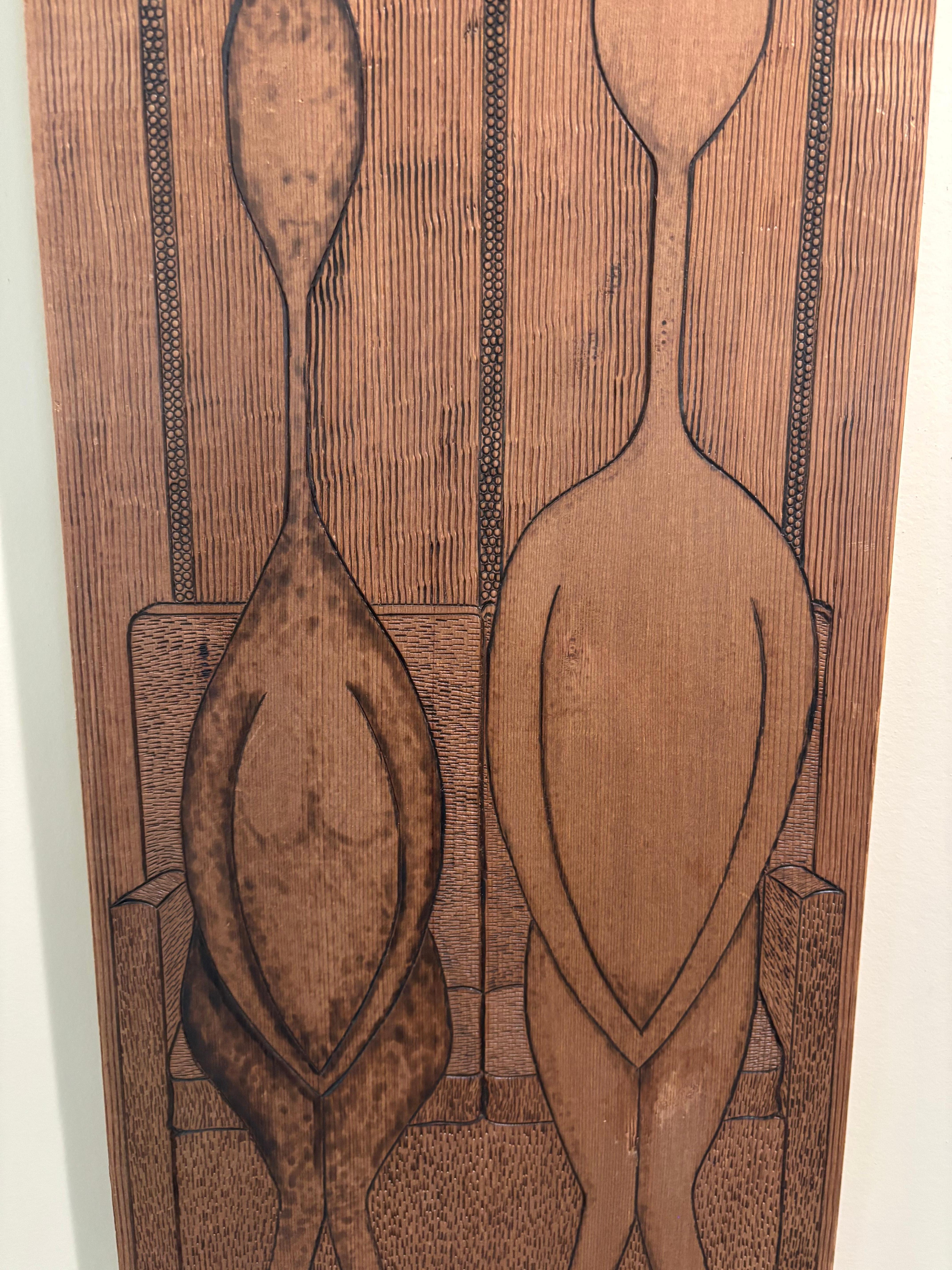 Amerikanische Kunst und Handwerk Pyrographie Männlich und Weiblich , Signiert (amerikanisch) im Angebot