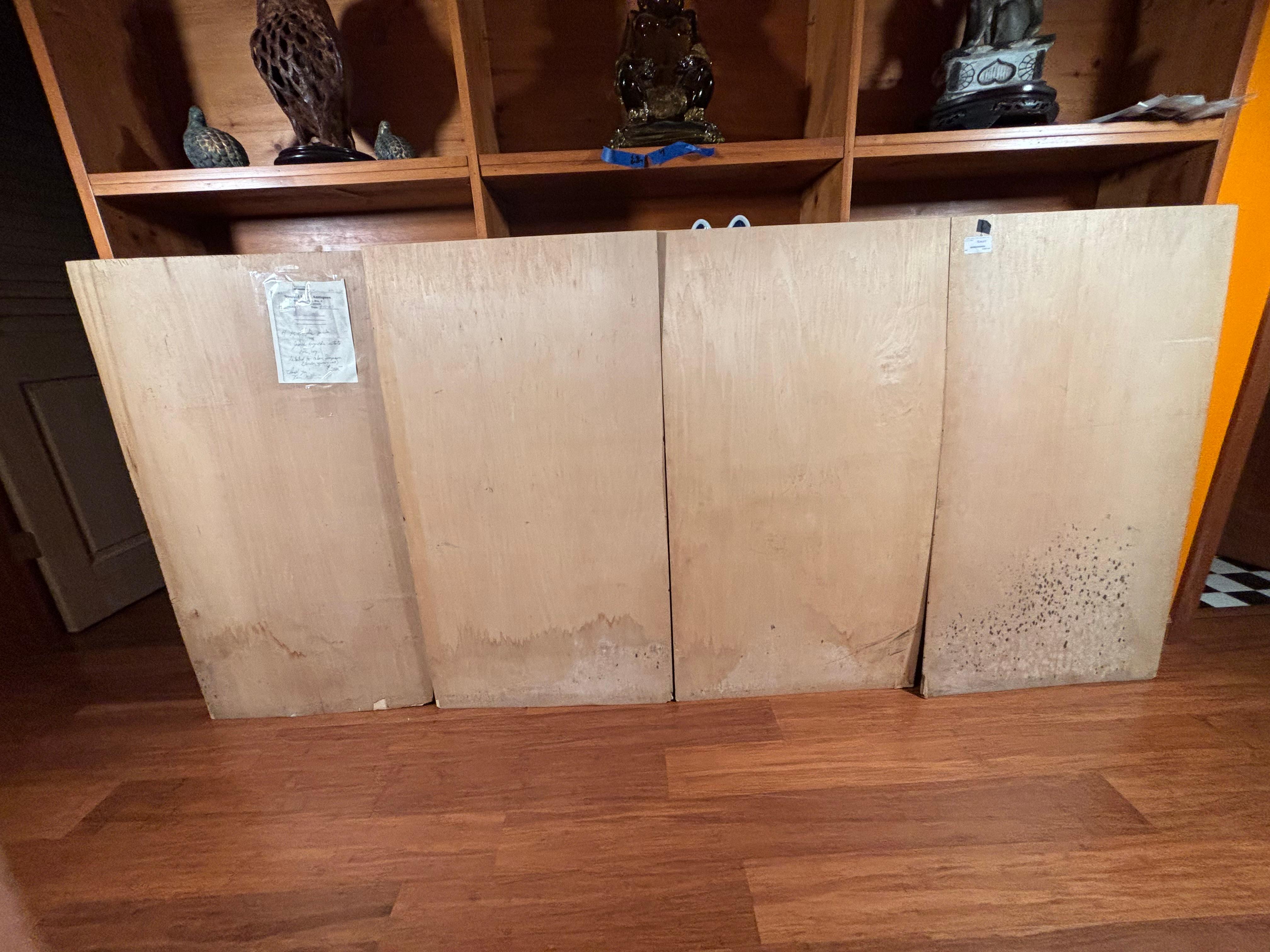 American Arts And Crafts Pyrography Native America Old West Panel Set Four 1941 im Angebot 6