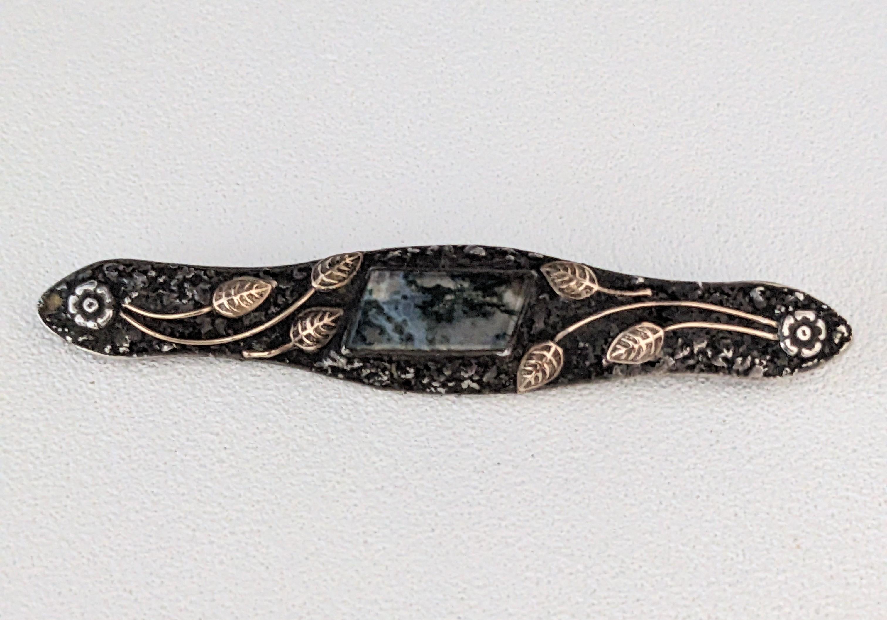 Women's or Men's American Arts and Crafts Silver and Gold Brooch For Sale