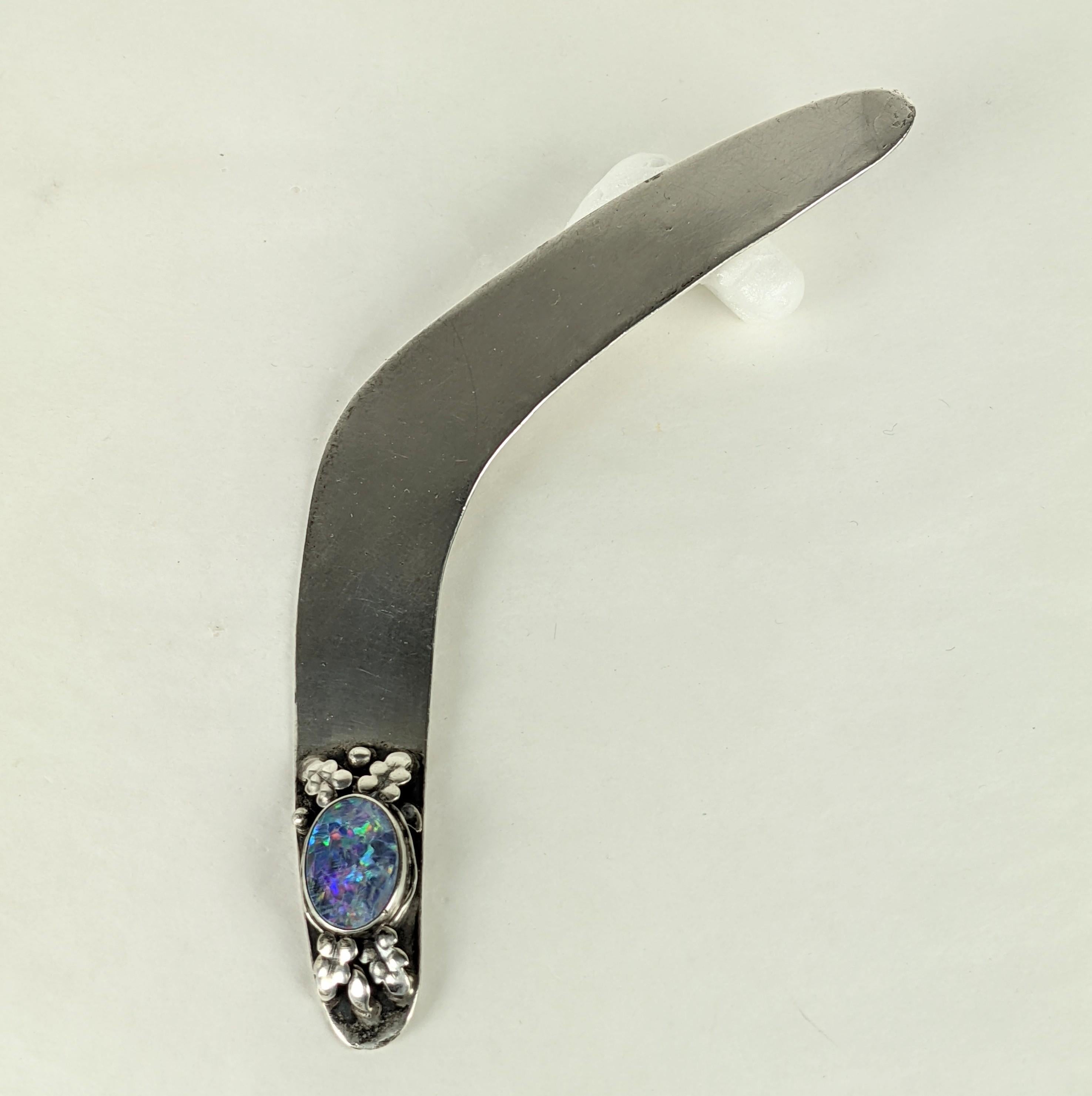 Black American Arts and Crafts Sterling and Opal Letter Opener For Sale