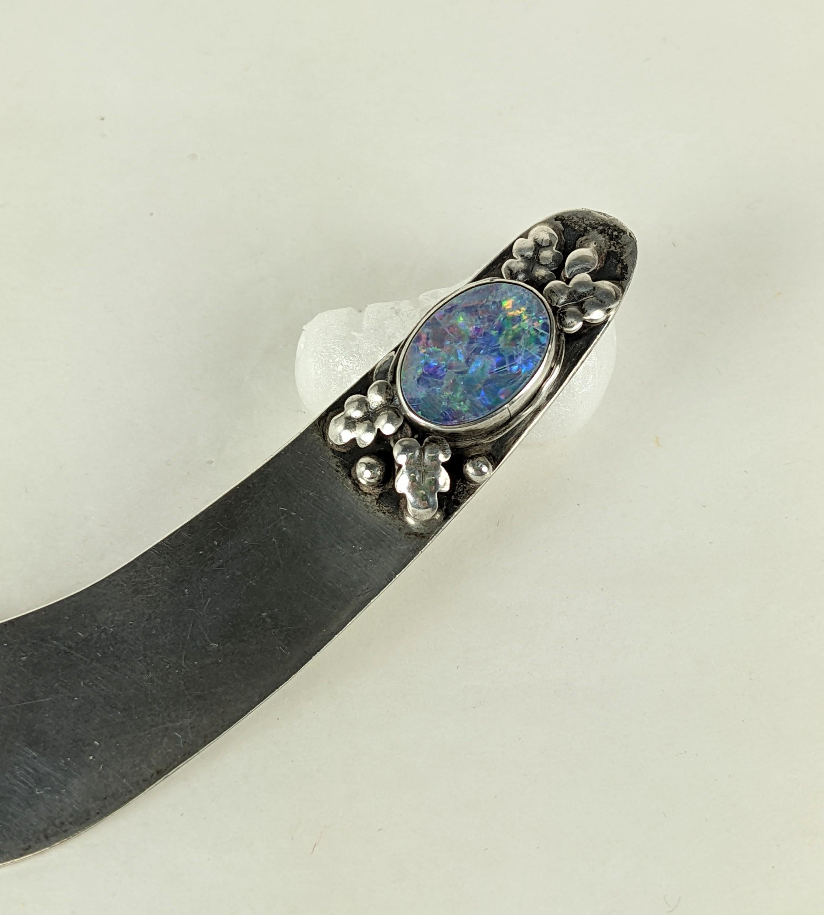 Women's or Men's American Arts and Crafts Sterling and Opal Letter Opener For Sale