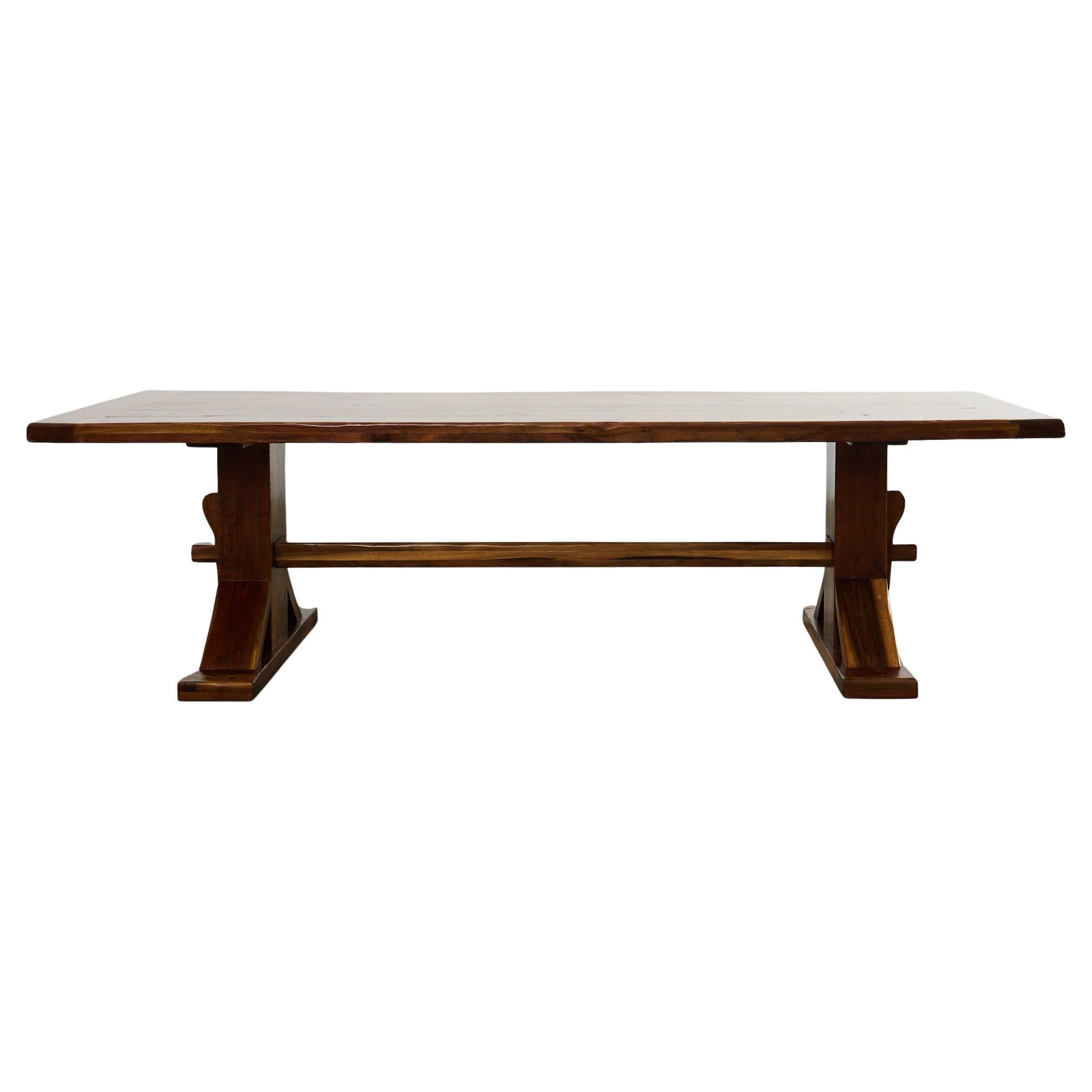 Mesa de comedor de caballete de nogal americana Arts and Crafts