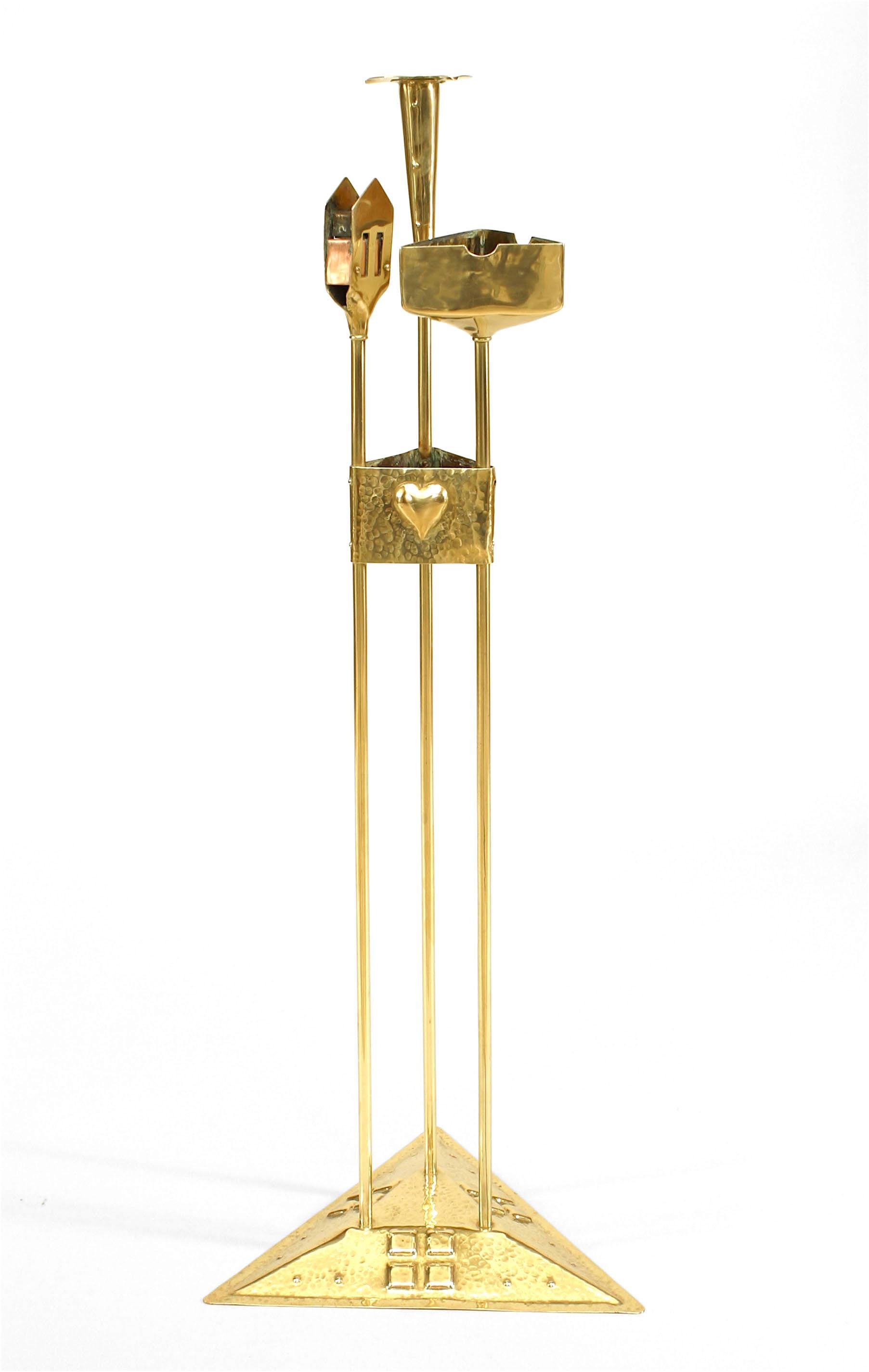 Mission American Arts & Crafts Brass Smoking Stand For Sale