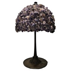 American Arts & Crafts Bronze and Crushed Amethyst Table Lamp, Ca. 1910