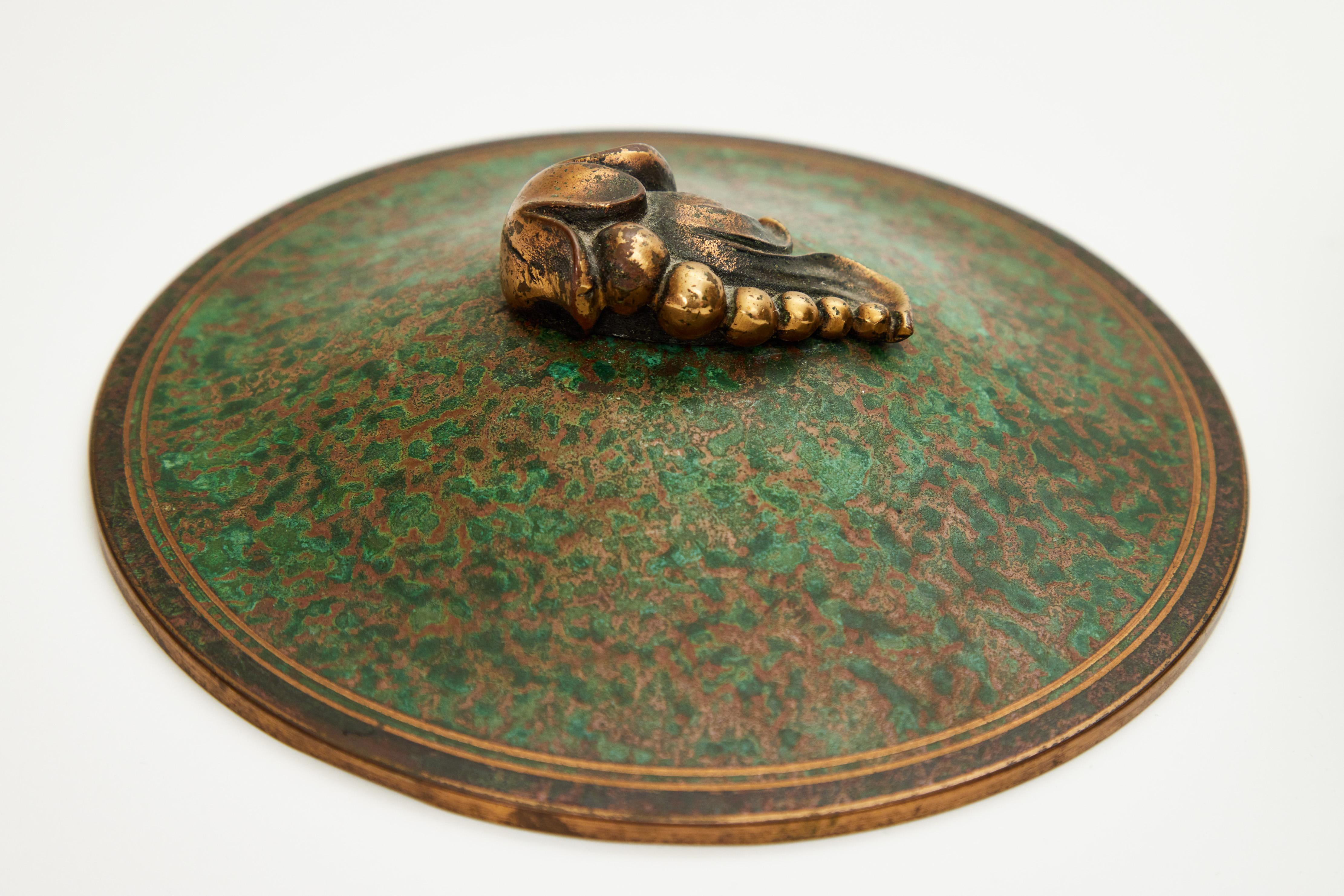 20th Century American Arts & Crafts Carl Sorensen Bronze Covered Dish