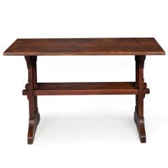 American Arts & Crafts Gustave Stickley Oak Trestle Library Table no. 637