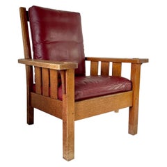 Amerikanischer Arts and Crafts-Sessel aus Eiche, Gustav Stickley zugeschrieben