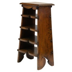 American Arts & Crafts Oak Paper Rack Shelves In The Charles Rohlfs Manner