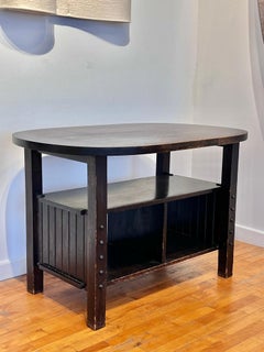 American Arts & Crafts Oval Library Table, Dark Oak, Circa 1900