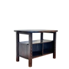American Arts & Crafts Oval Library Table, Dark Oak, Circa 1900