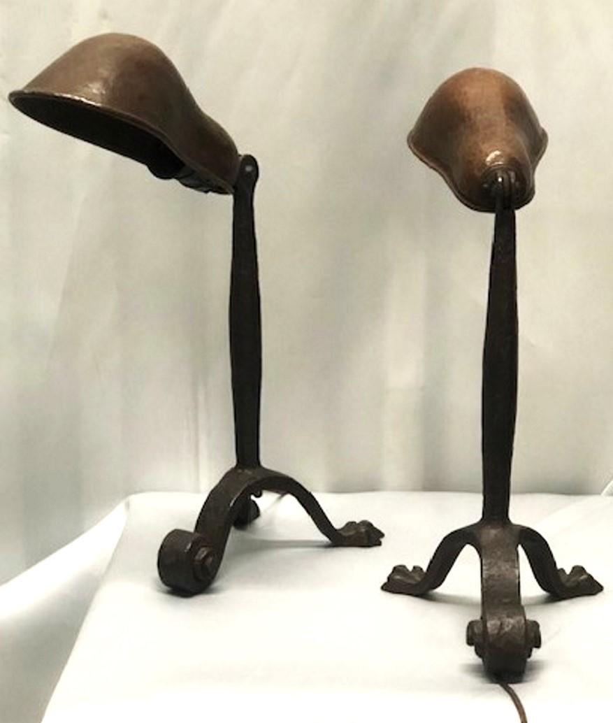 Paire de lampes en bronze patiné de style Arts & Crafts américain, vers 1910 en vente 5