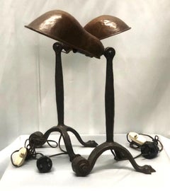 American Arts & Crafts Pair of Patinated Bronze Table Lamps, circa 1910