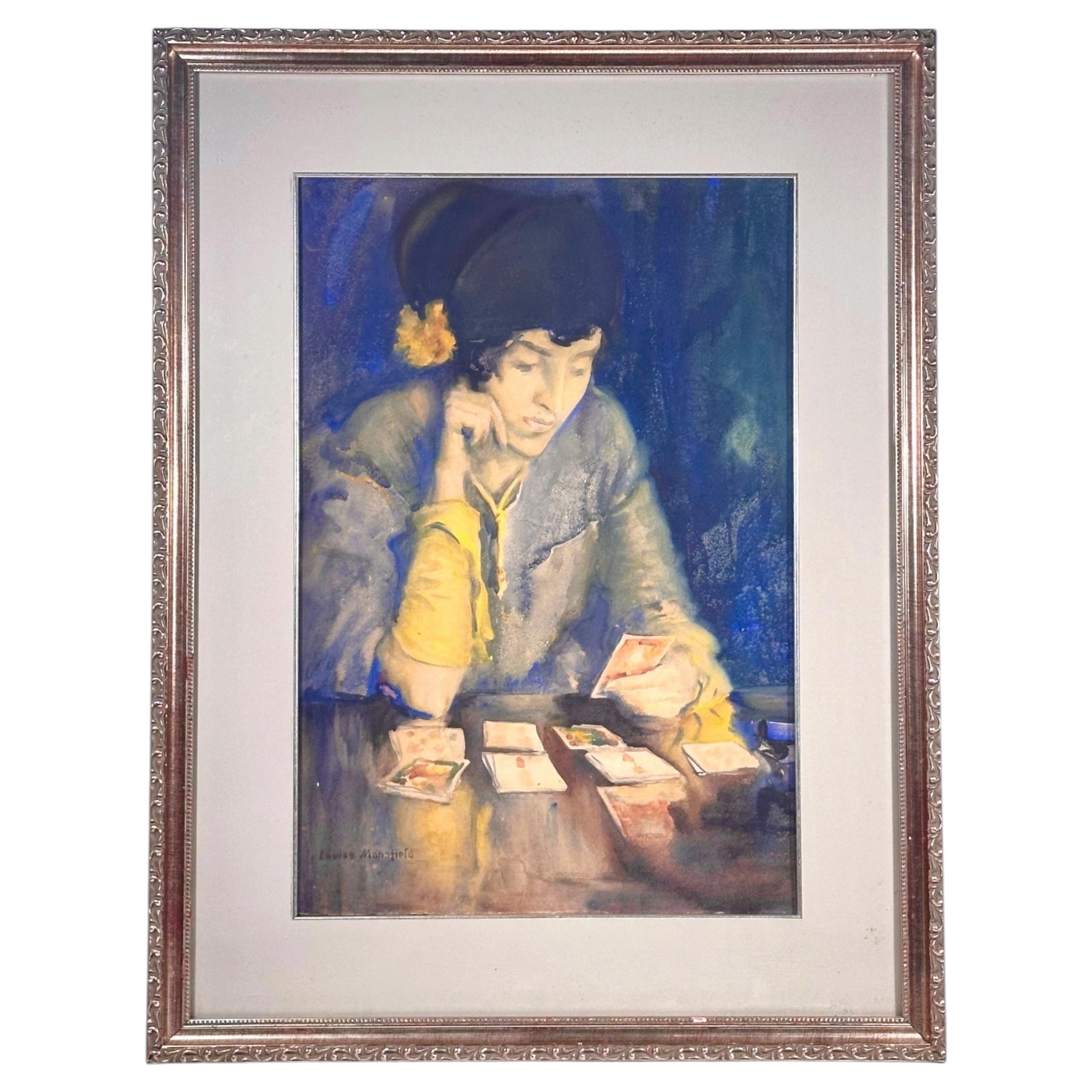 Aquarelle de l'école américaine « Ashcan », années 1920, Louise Buckingham Mansfield.