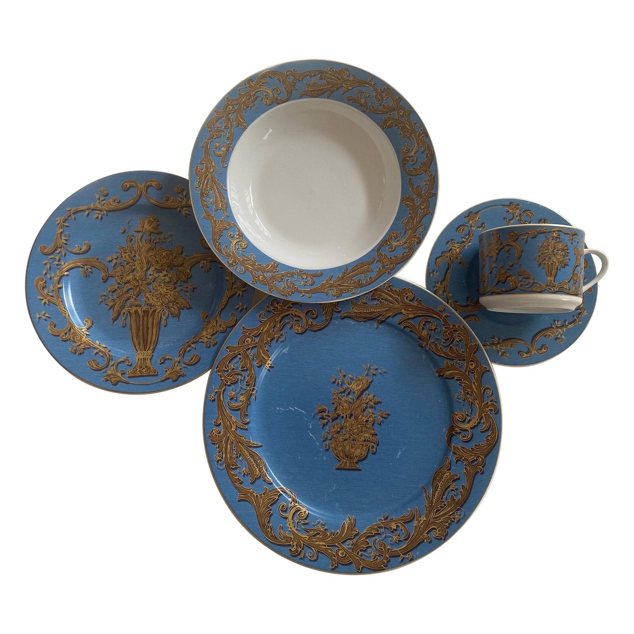 Ensemble de couverts de table bleu Jadiniere, 18 pièces, American Atelier at Home